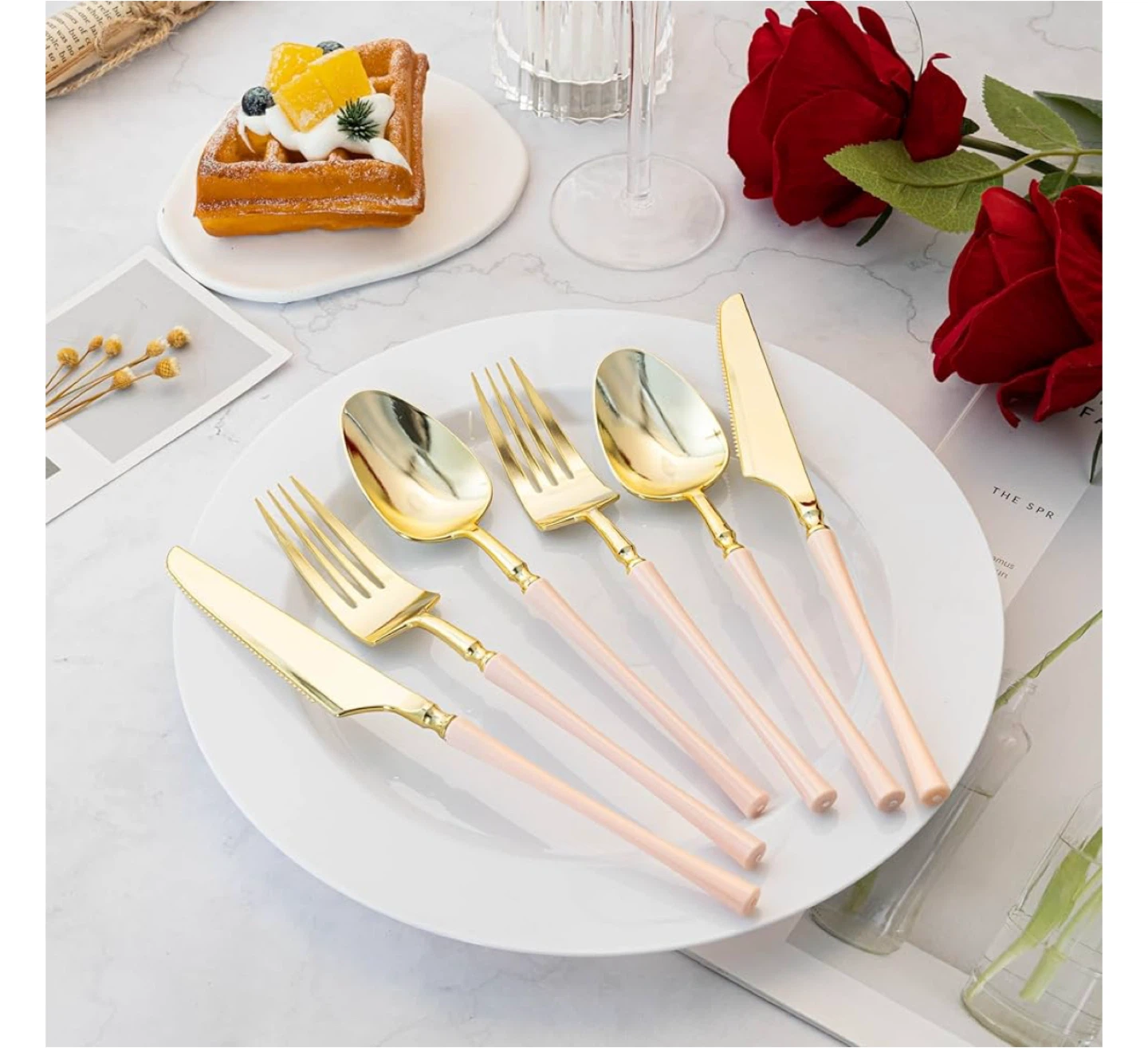 Gold and Pink Cutlery Set (24 Pieces) - photo 2