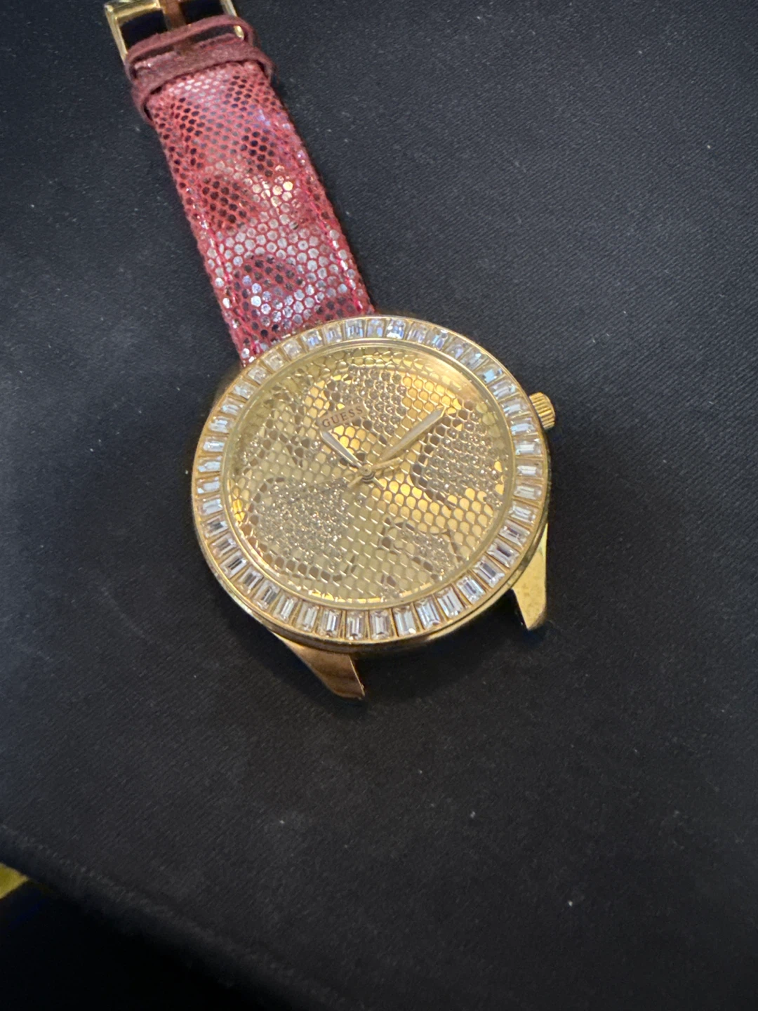 Guess Watch with Gold Face and Rhinestone Bezel