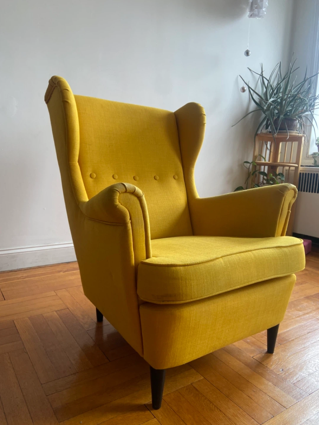 Canary Yellow Wingback Armchair and Ottoman Set - photo 2