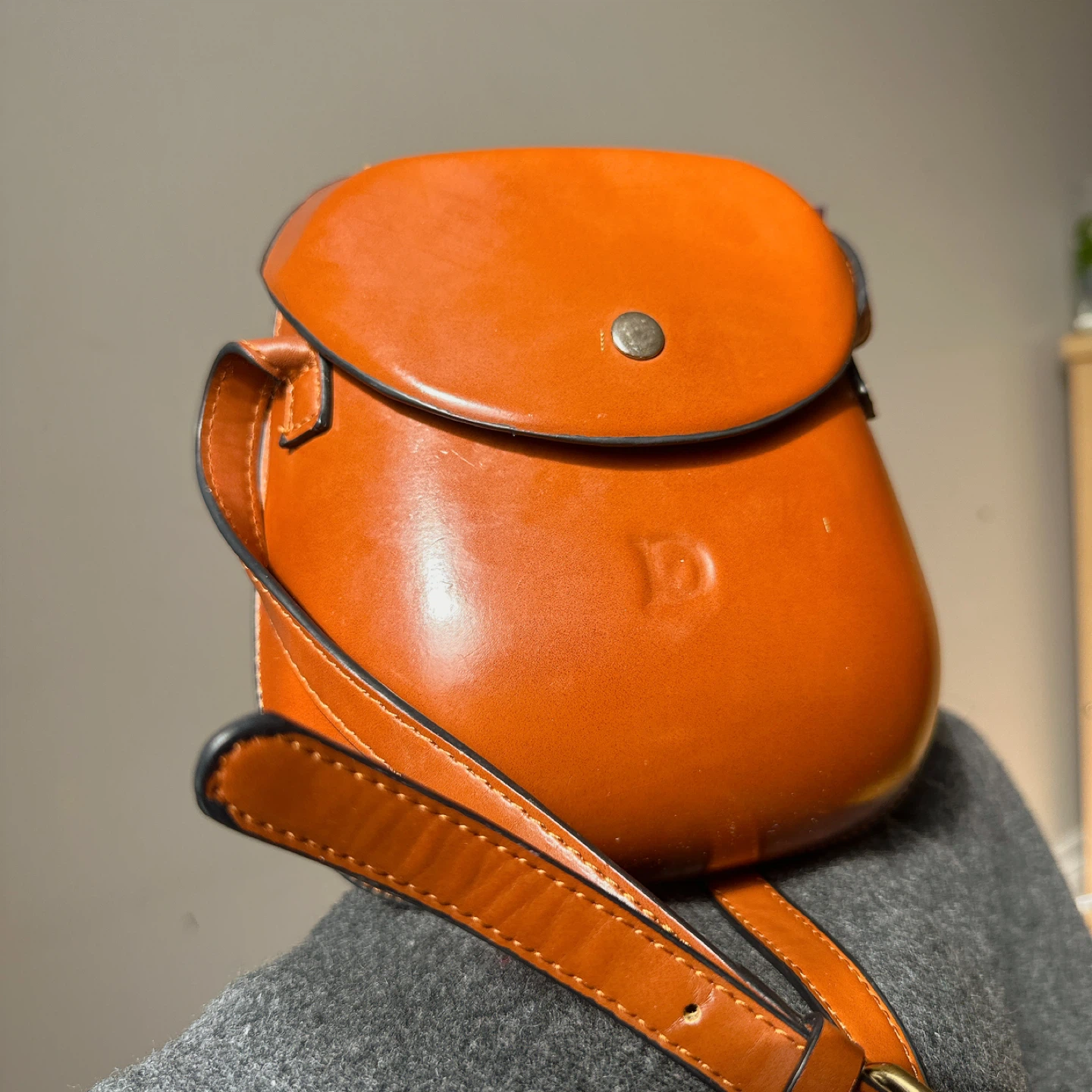 Orange Leather Crossbody Bag