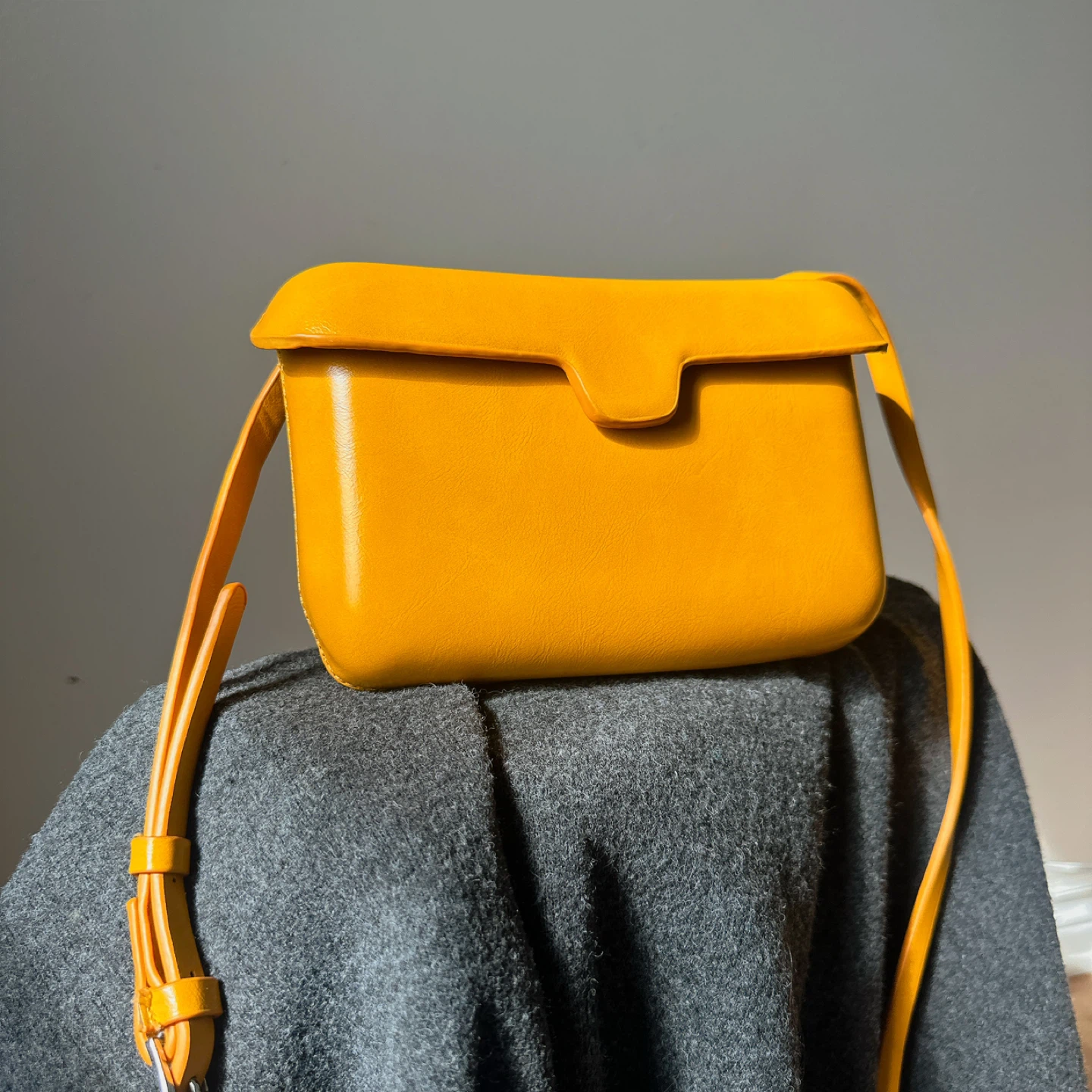 Yellow Leather Crossbody Bag