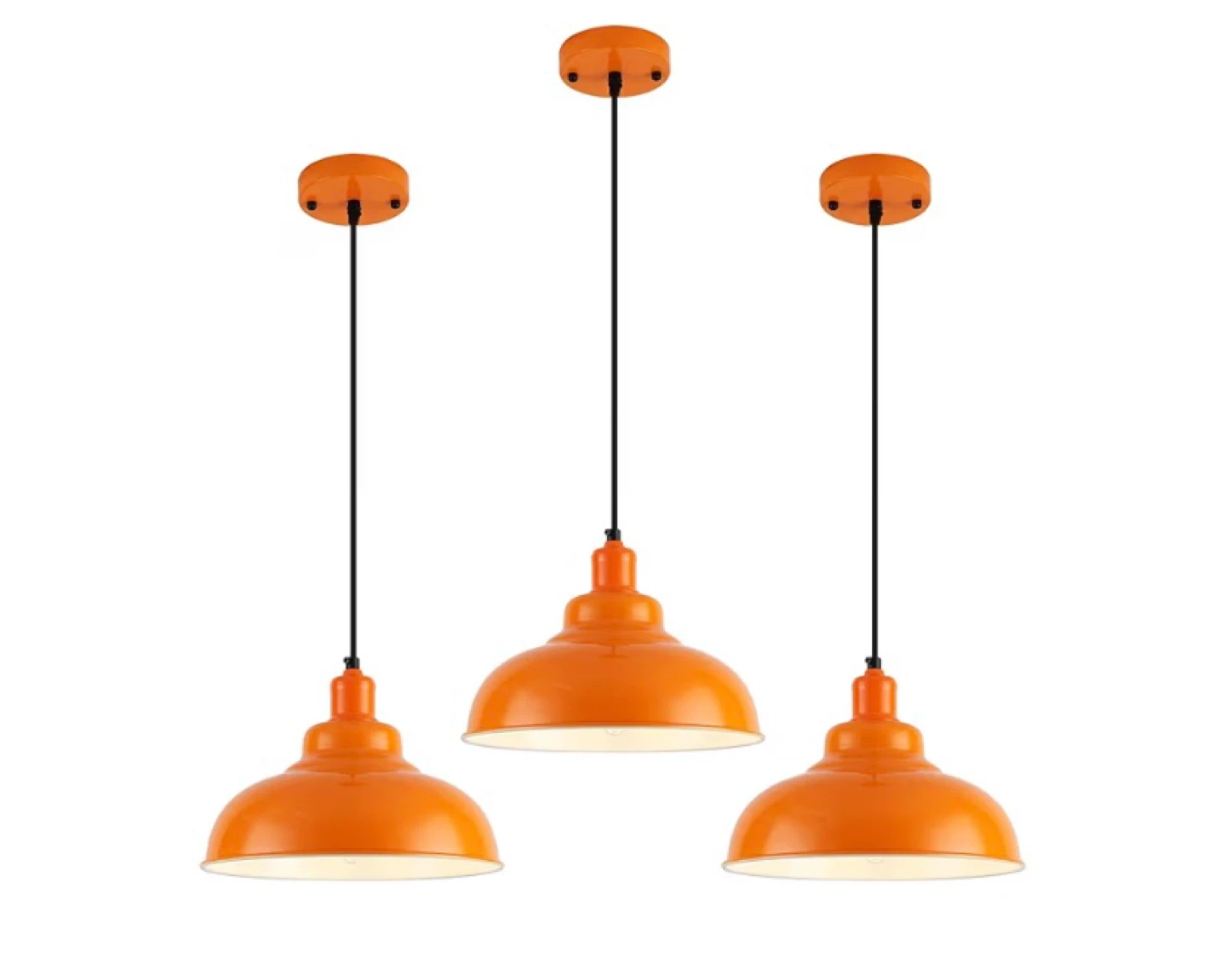 Set of 3 Orange Pendant Lights