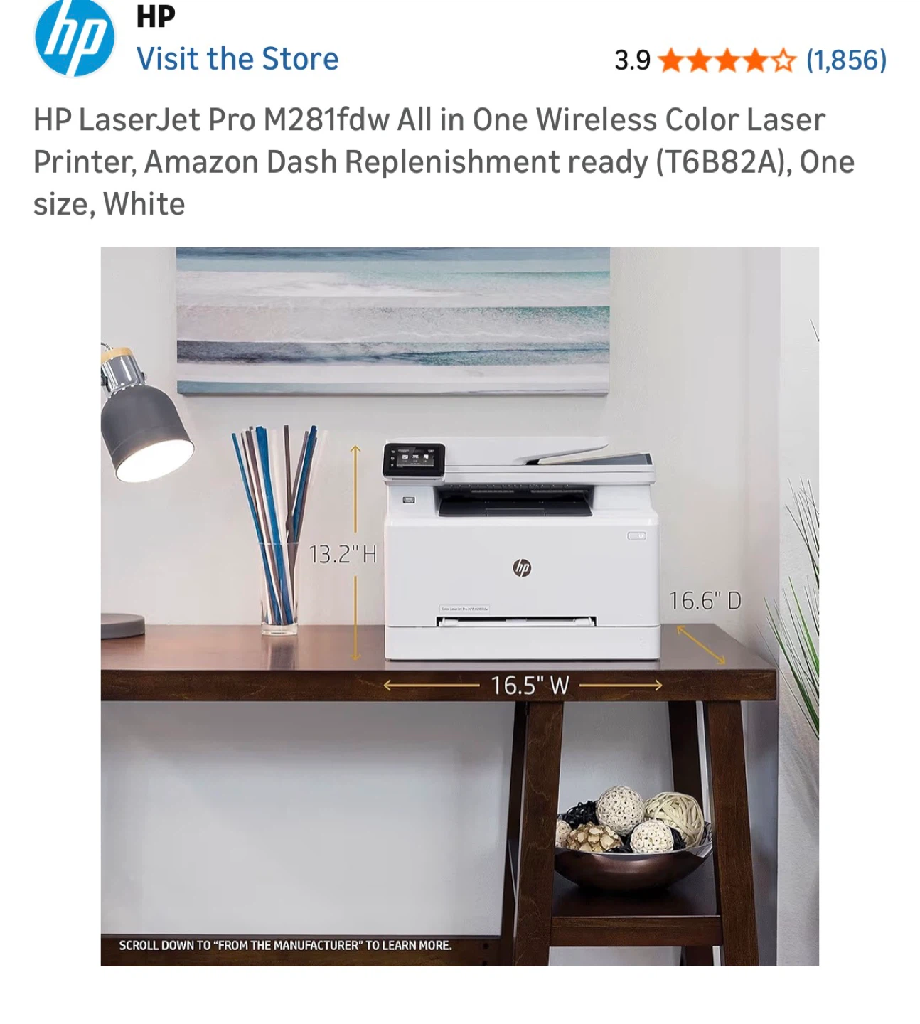 HP LaserJet Pro MFP M281fdw Wireless Color Laser Printer - photo 3