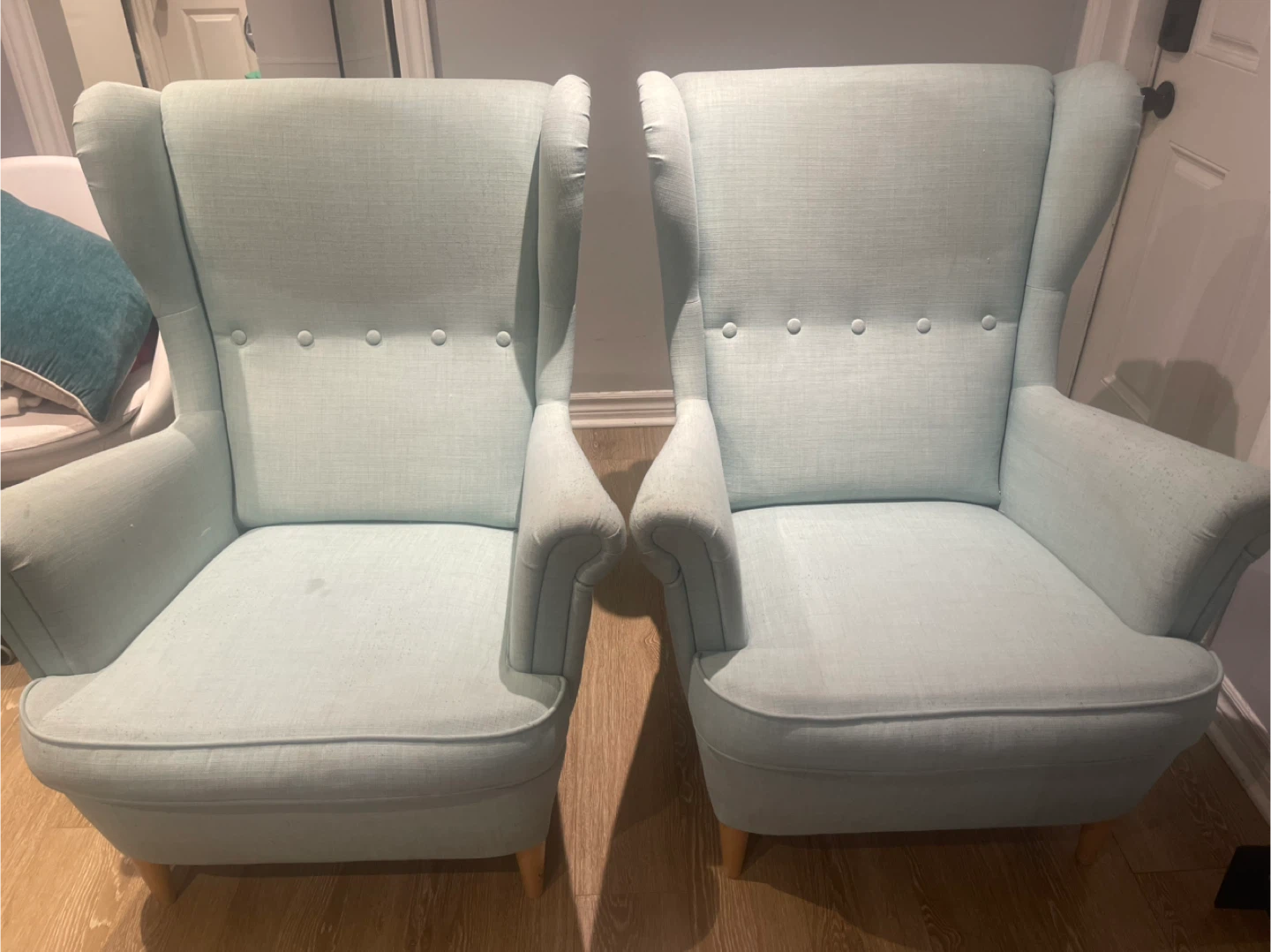 Light Blue Wingback Accent Chairs (Pair) - photo 2