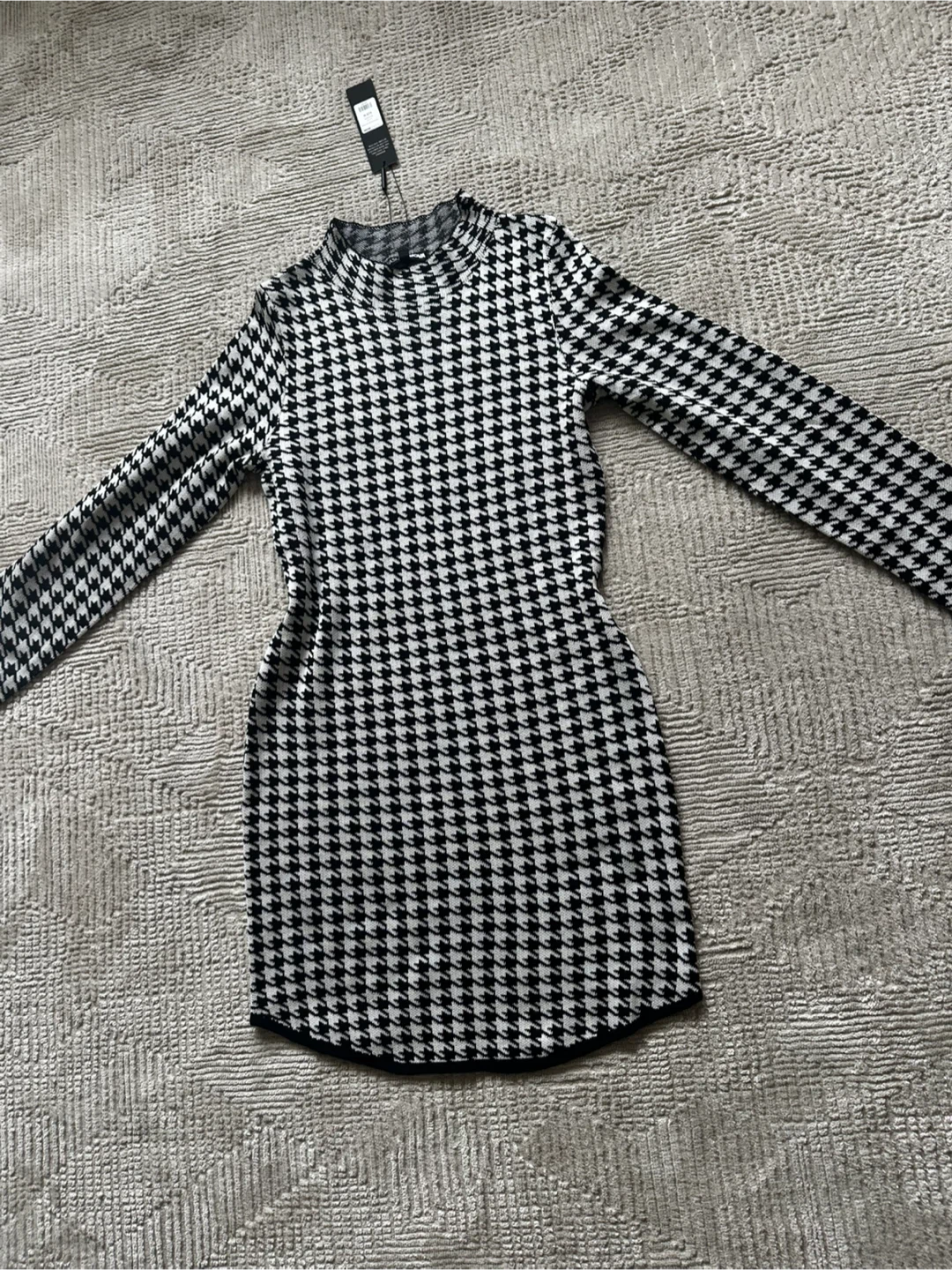 New Fashion Nova Houndstooth Long Sleeve Mock Neck Dress - photo 2