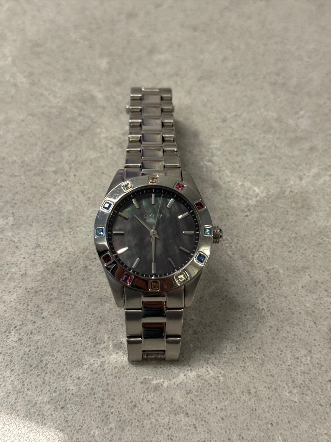 DKNY Women's Stainless Steel Watch with Colourful Gems