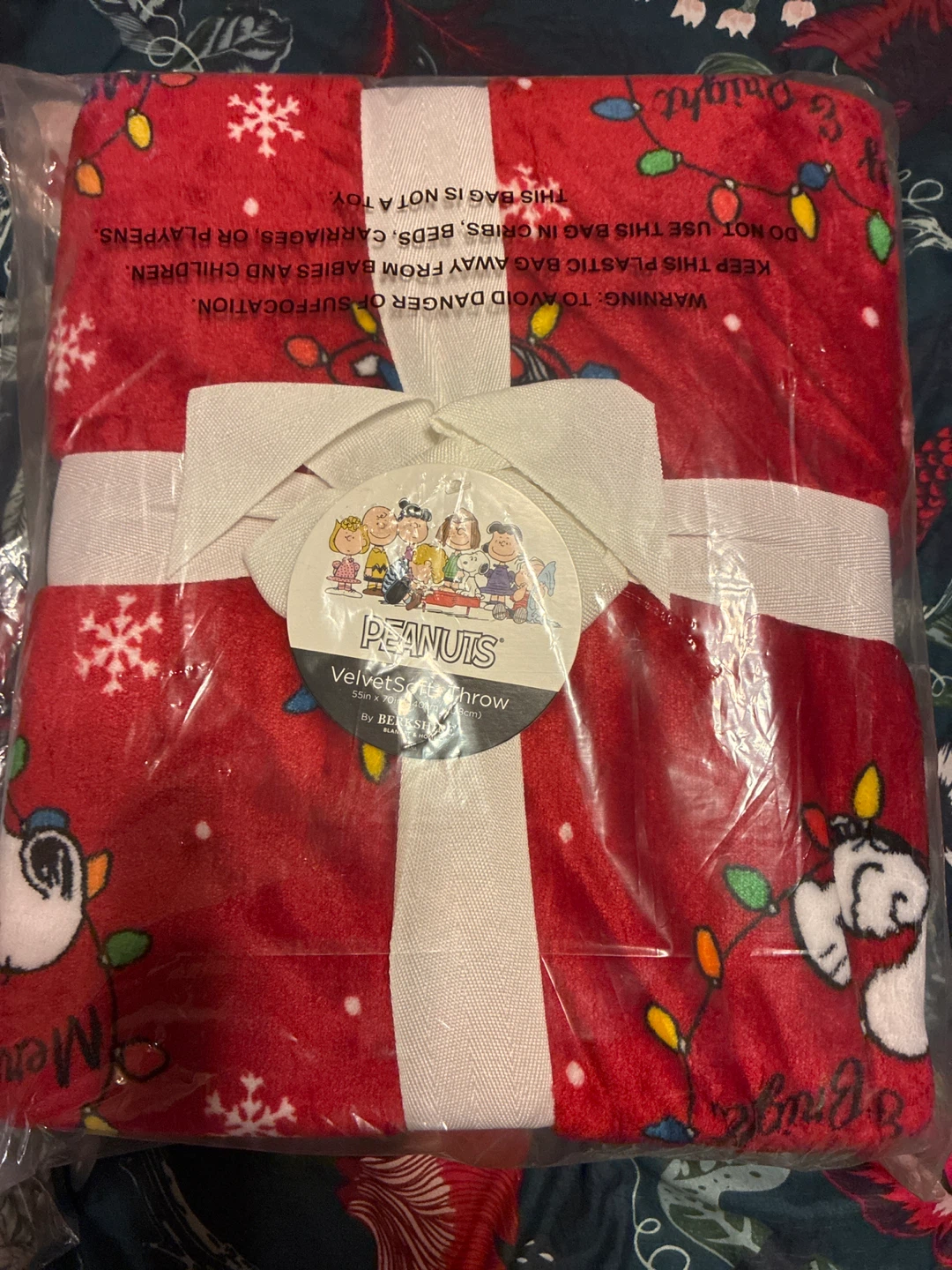 Peanuts Velvet Soft Throw Blanket - Christmas Lights