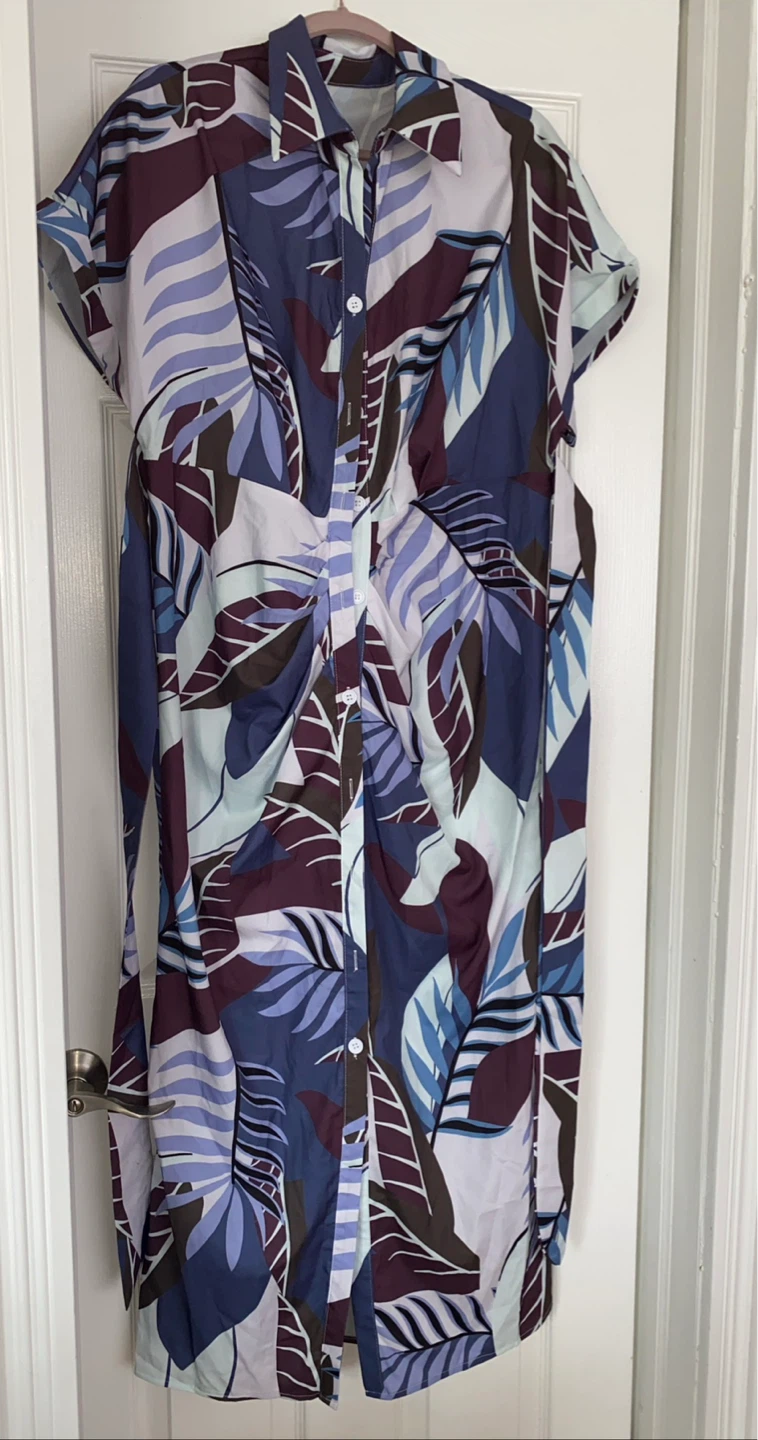 Summer Women Size XL Button-Up Dress Maxi Belted Perfect  Light
