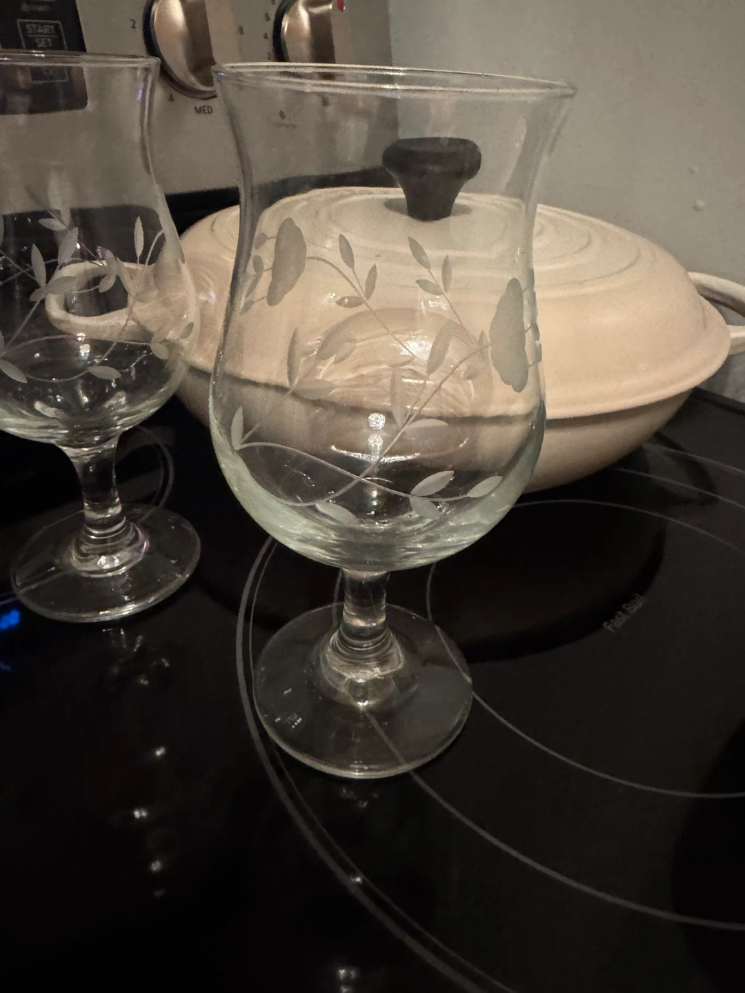 Princess House- Set of 3 Etched Glass Hurricane Glasses - photo 2
