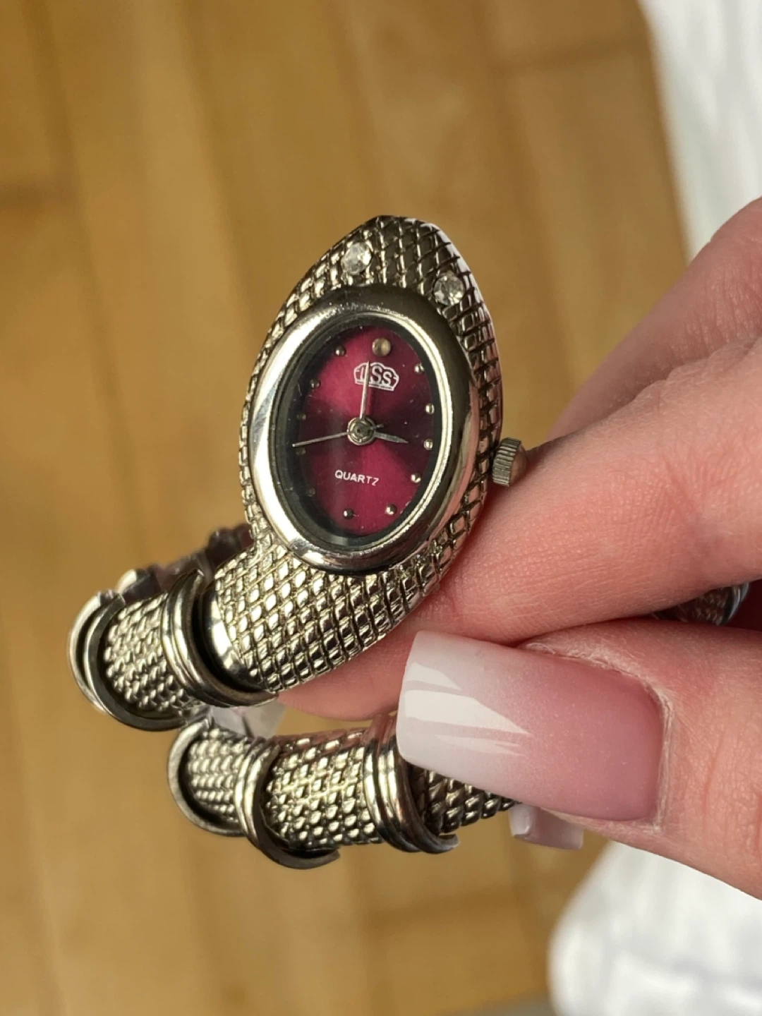 J.Q.G. Quartz Women's Snake Bangle Watch - Silver Tone