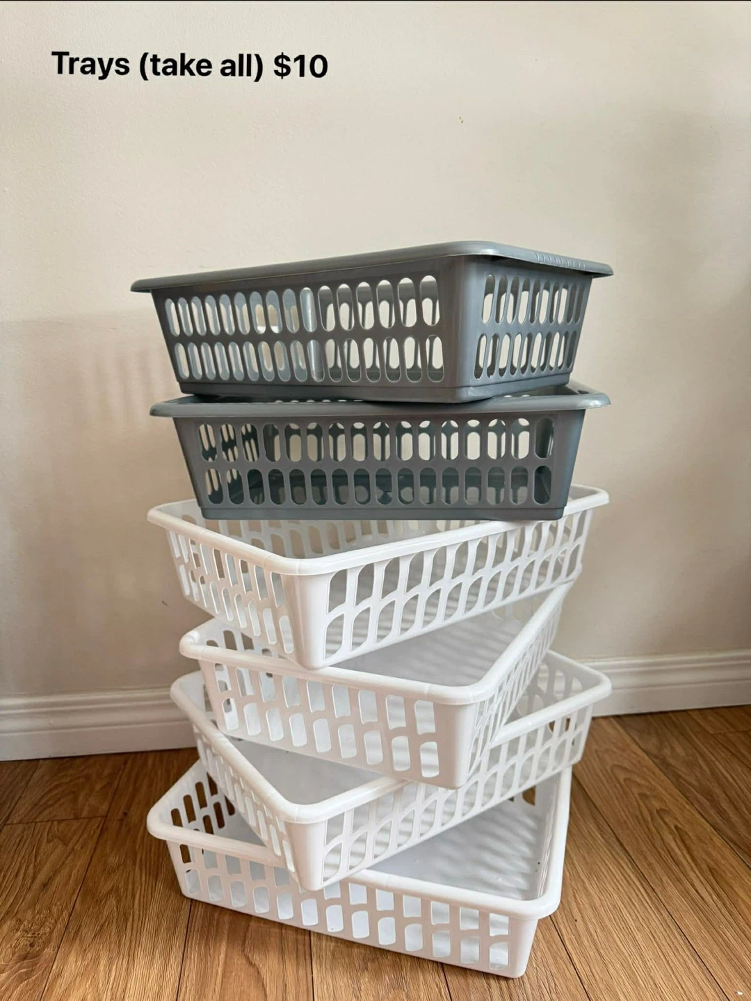 Wicker Basket and Plastic Trays
