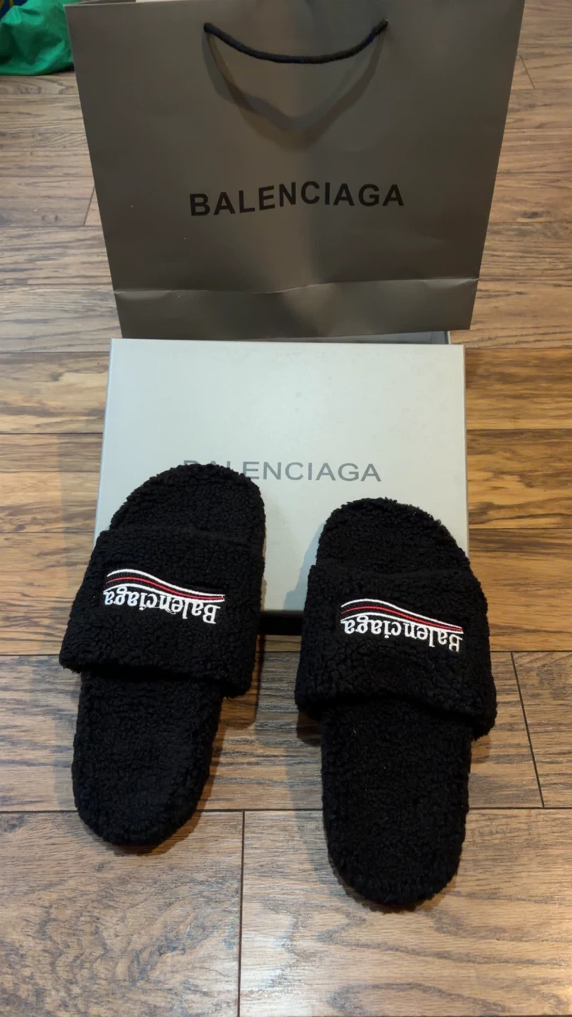 Balenciaga Black Terrycloth Slides