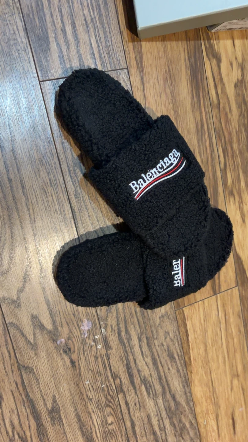Balenciaga Black Terrycloth Slides - photo 2