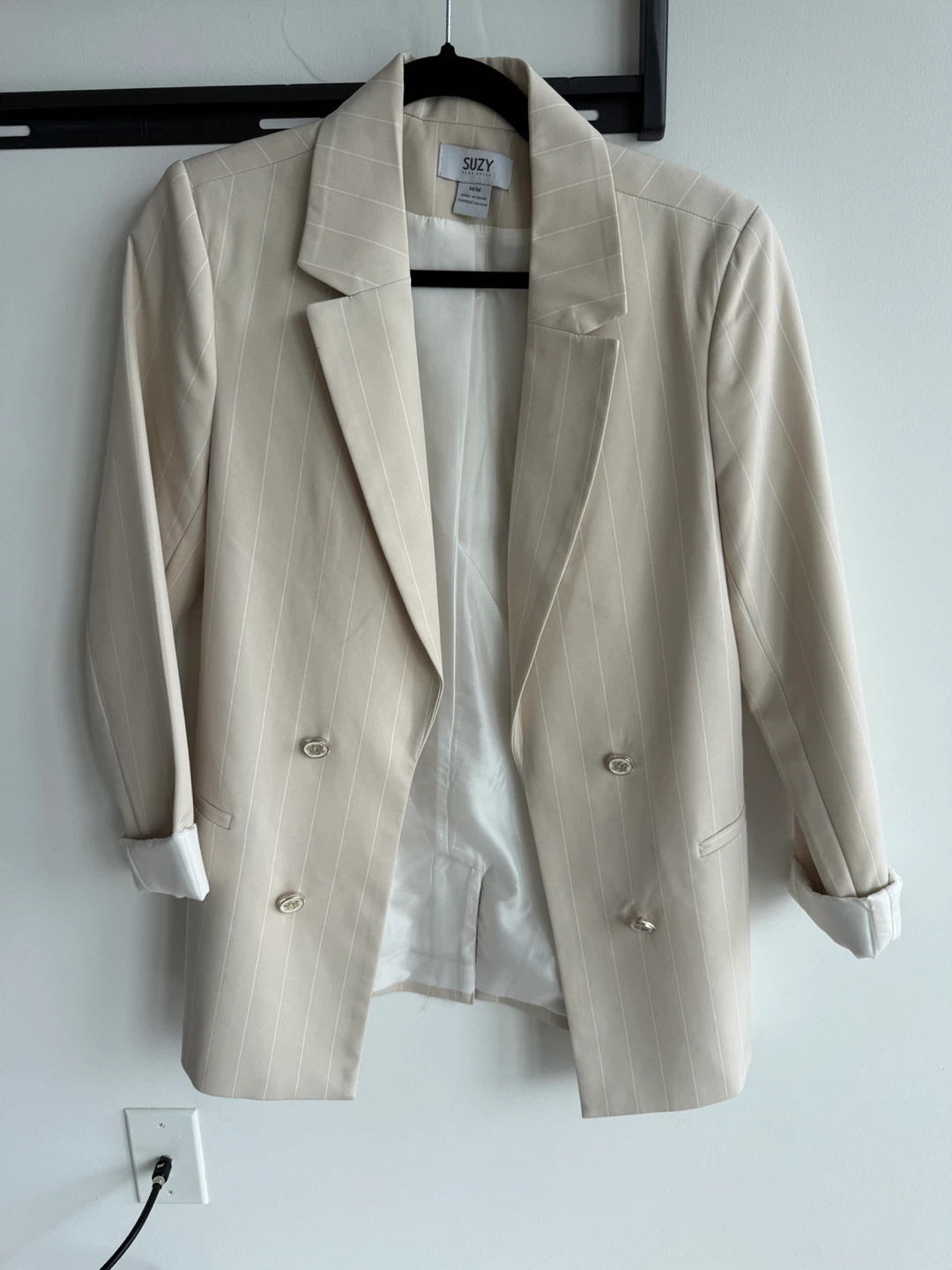 Suzy Shier Women's  Blazer Jacket - Cream M/M