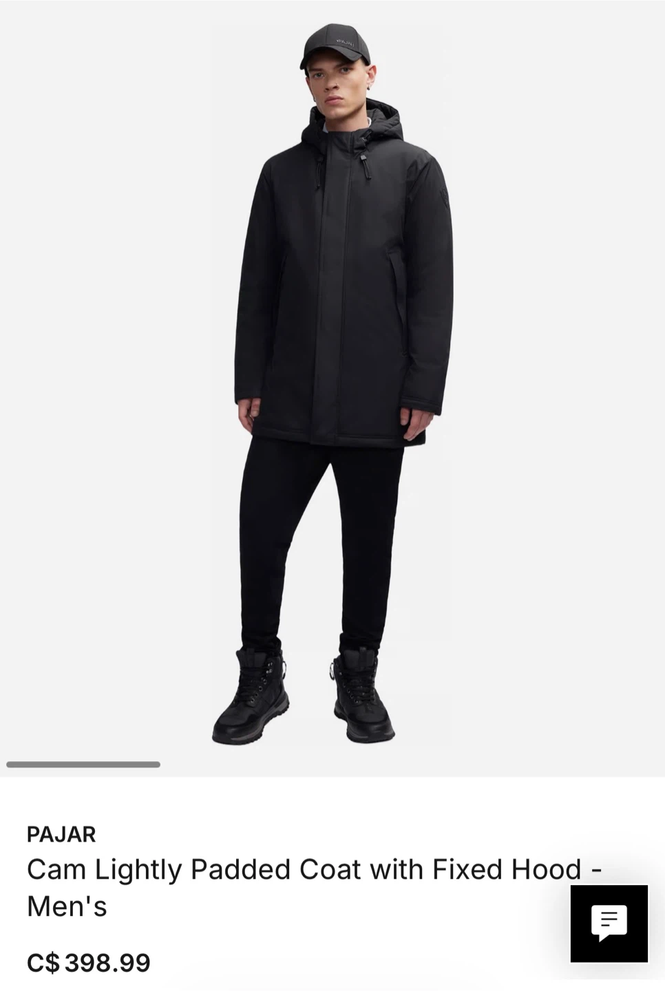 Pajar Cam Lightly Padded Coat with Fixed Hood - Men's