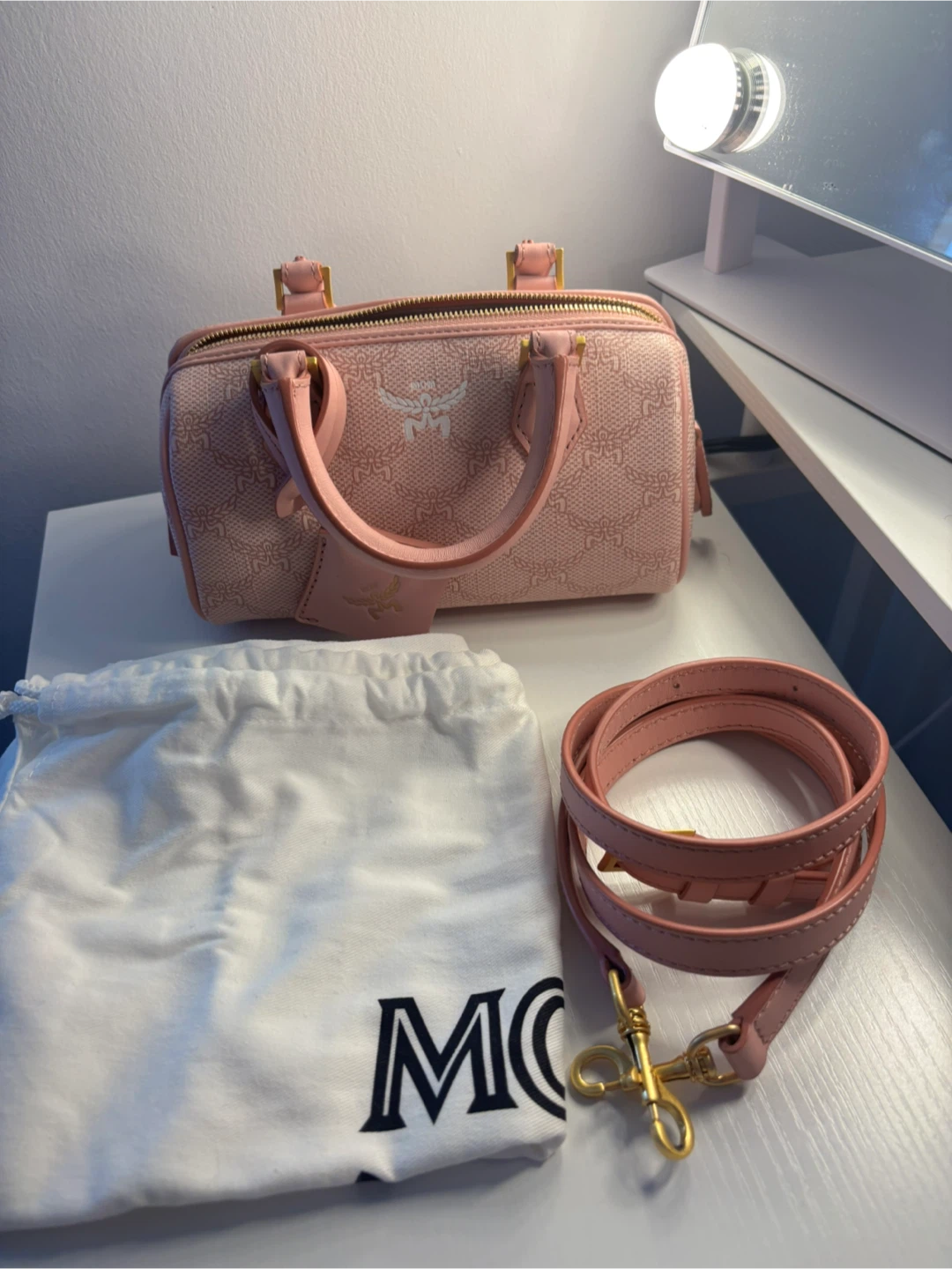 MCM Pink Monogram Boston Bag - photo 2