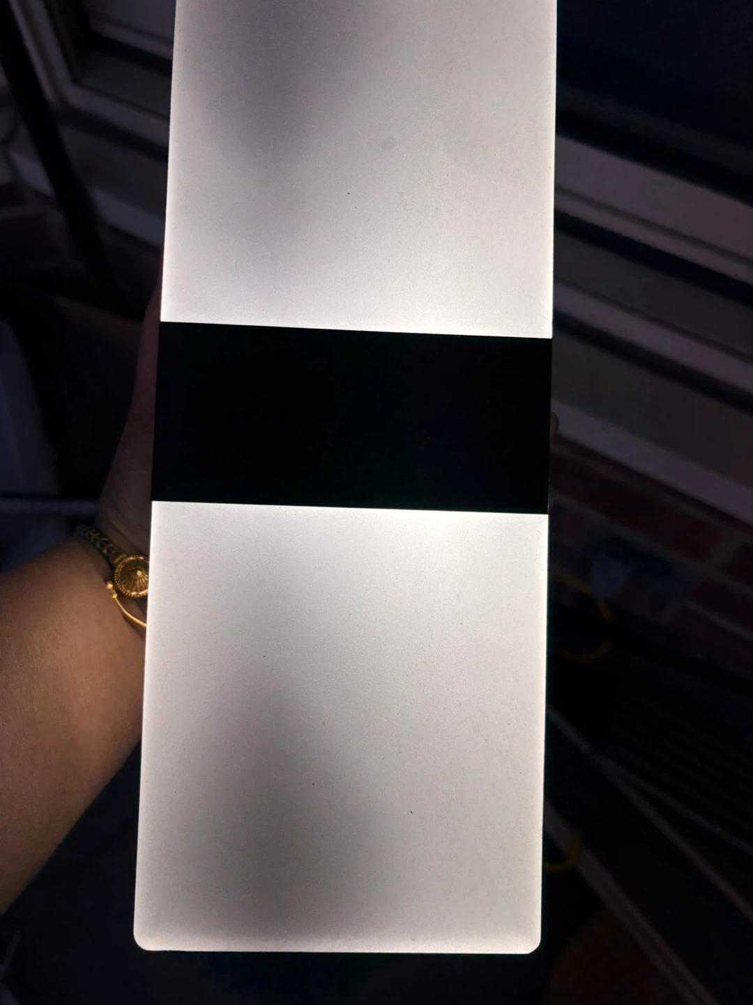 Frosted Glass Table Lamp with Black Band Accent