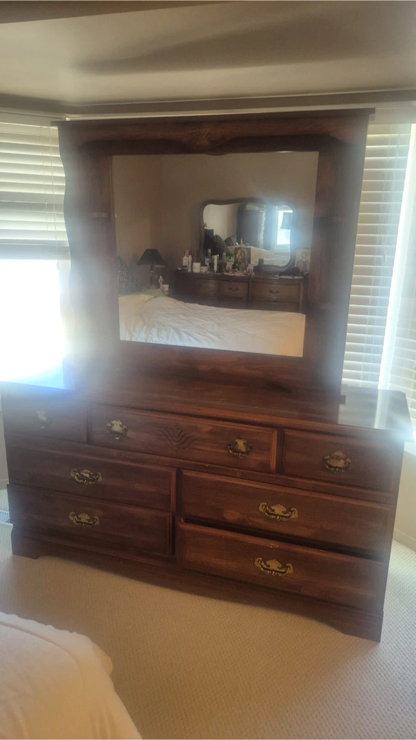 Wooden Dresser with Mirror