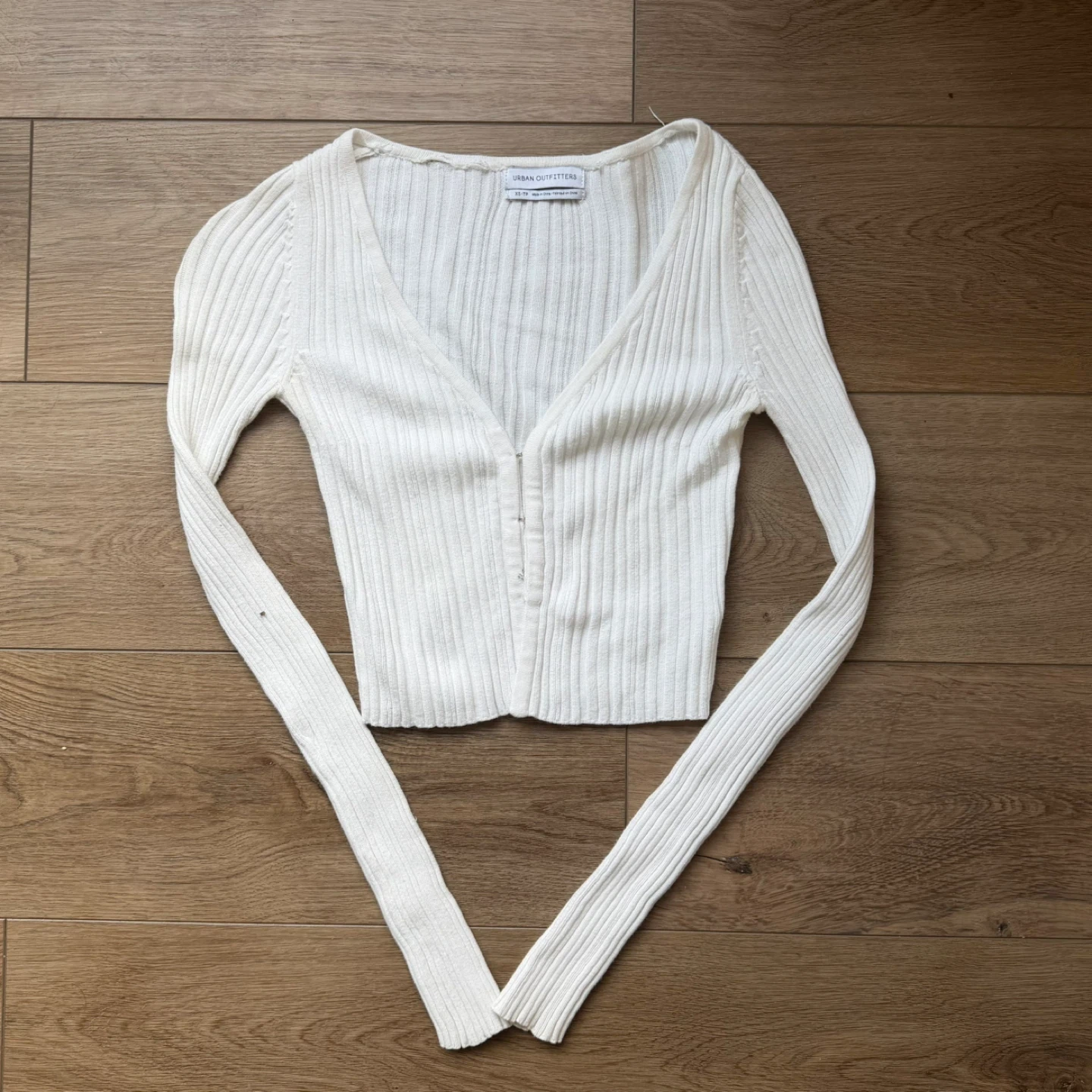 Urban Outfitters White Ribbed Cardigan