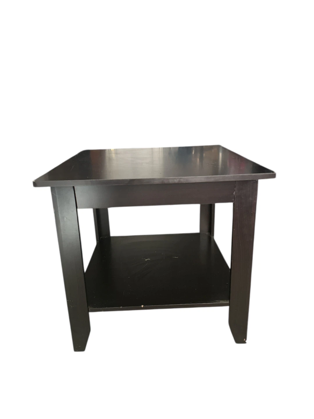 Set of 2 Dark Brown Square End Tables with Shelf - photo 4