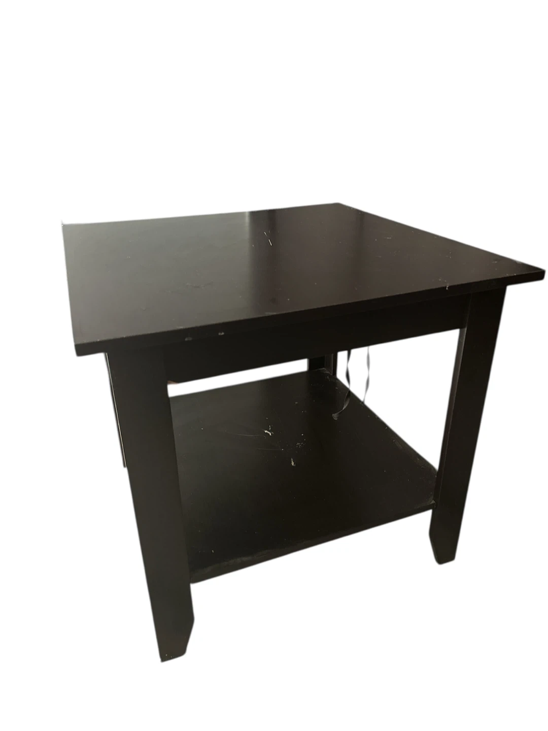 Set of 2 Dark Brown Square End Tables with Shelf - photo 5