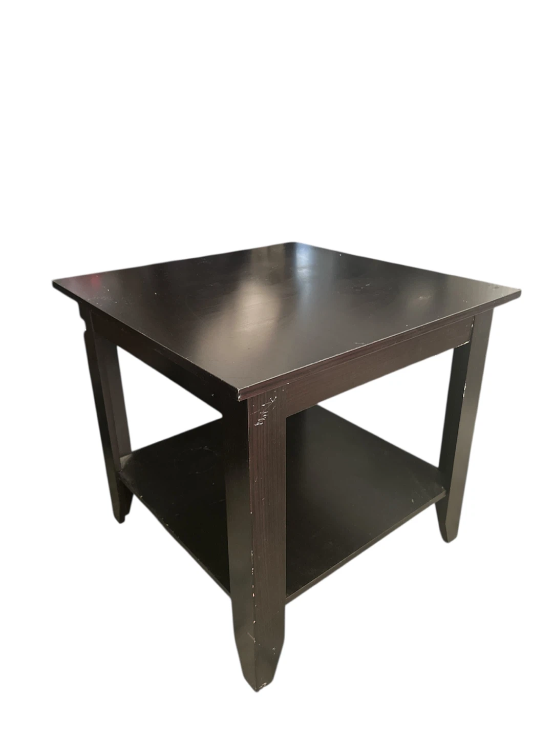Set of 2 Dark Brown Square End Tables with Shelf - photo 3