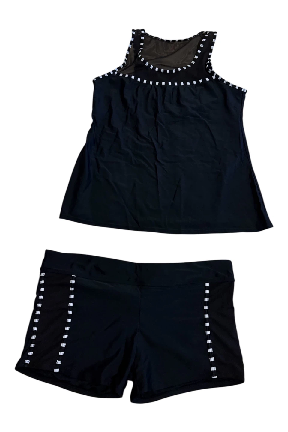 Black Tankini Swimsuit Top and Shorts Set XXL
