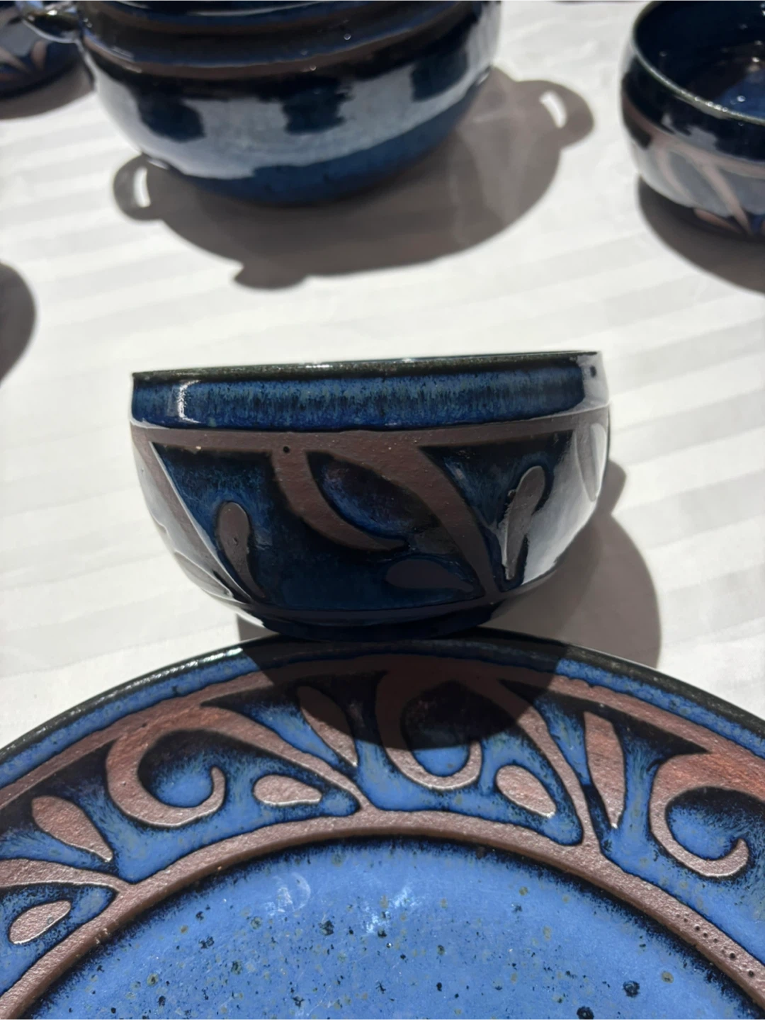Pottery set with potters signature Mark - photo 3