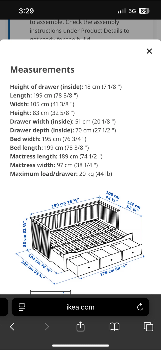 IKEA Day Bed with 3 Drawers - White - photo 5