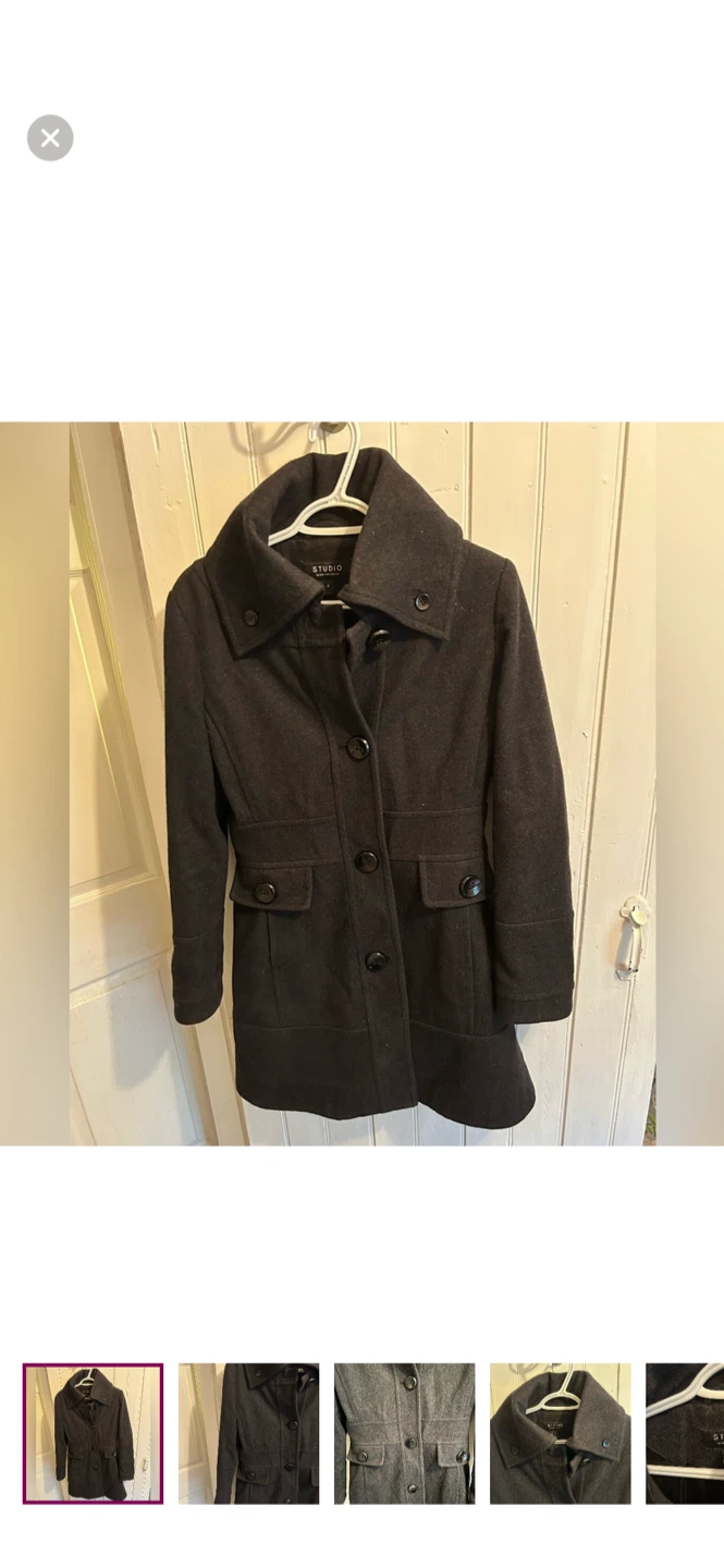 STUDIO by Liz Claiborne Women's Dark Grey Wool Blend Coat Size 4