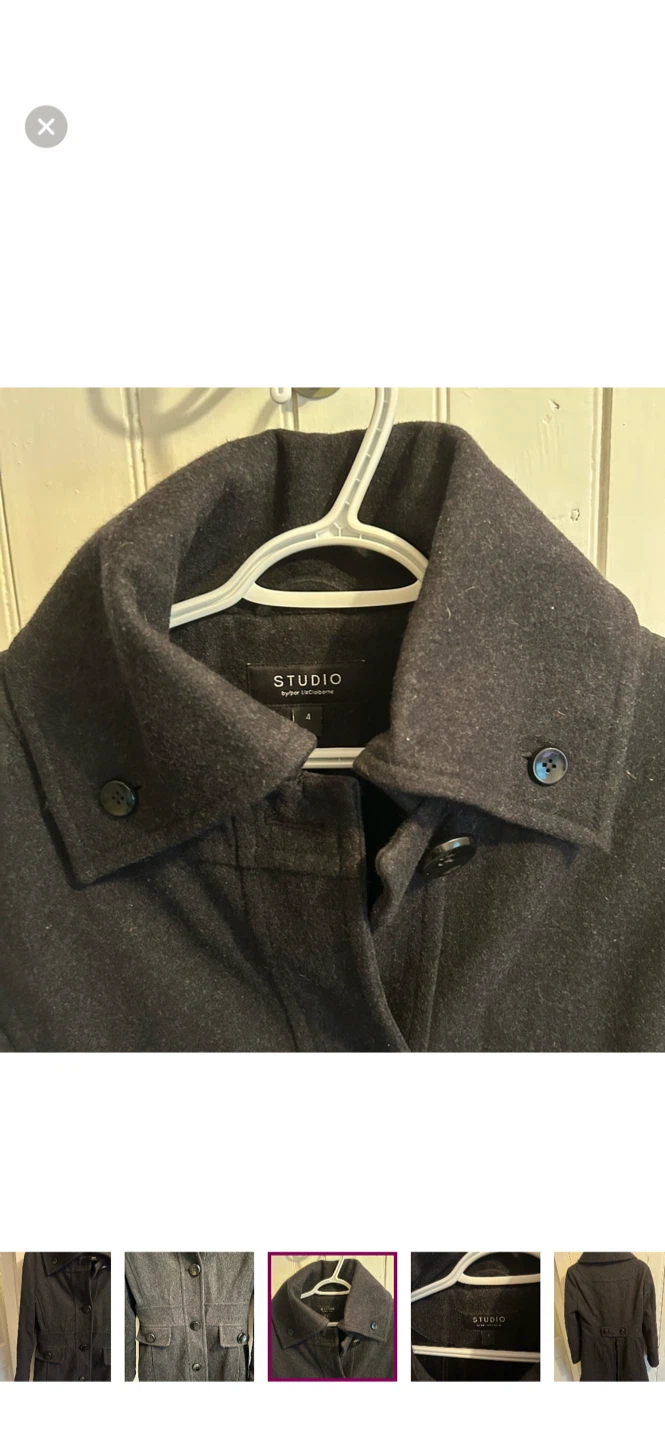 STUDIO by Liz Claiborne Women's Dark Grey Wool Blend Coat Size 4 - photo 4
