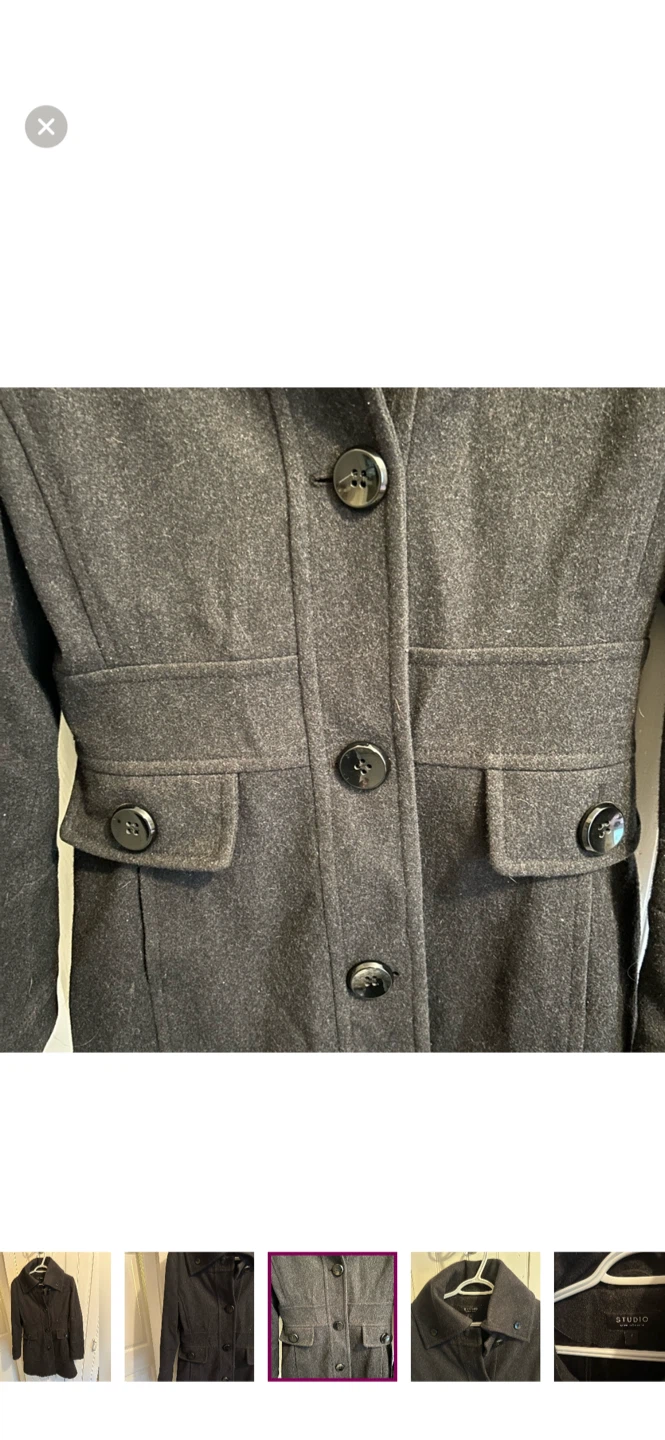 STUDIO by Liz Claiborne Women's Dark Grey Wool Blend Coat Size 4 - photo 3