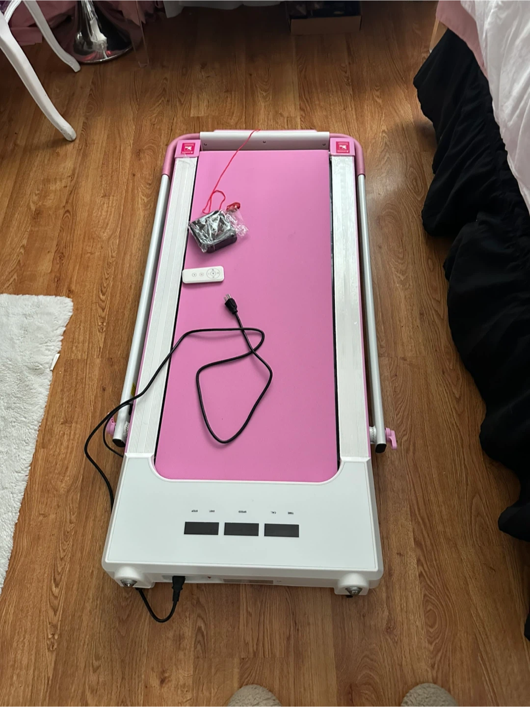 Pink Folding Treadmill with Remote