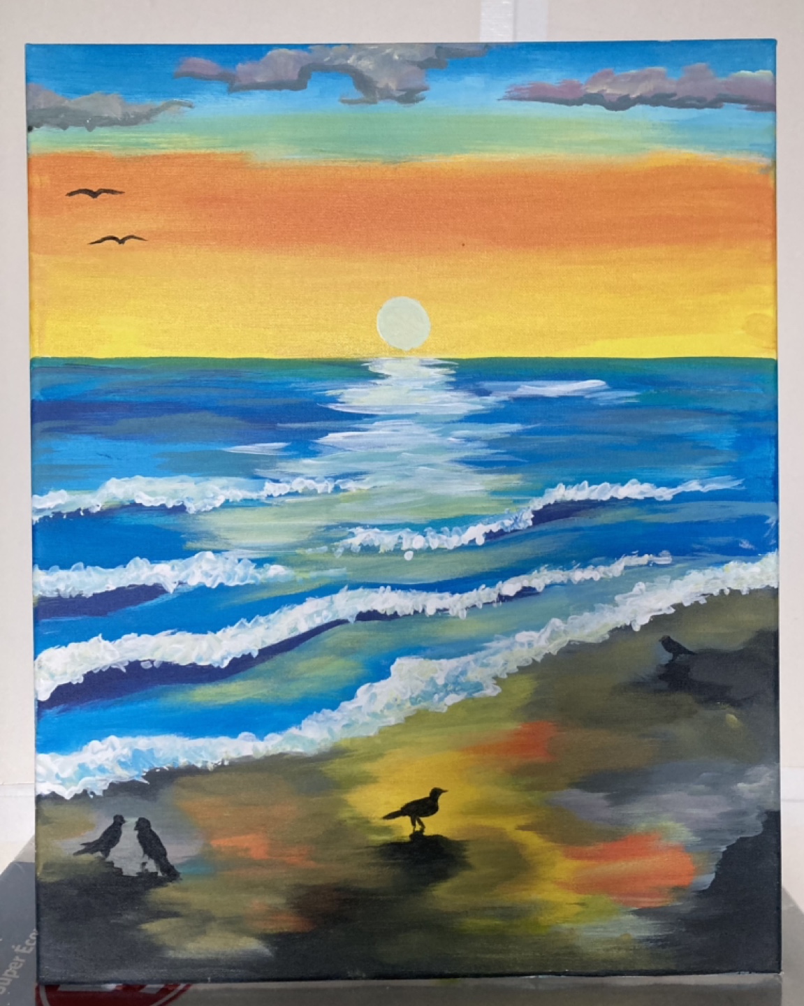Canvas Painting of a Beach Sunset