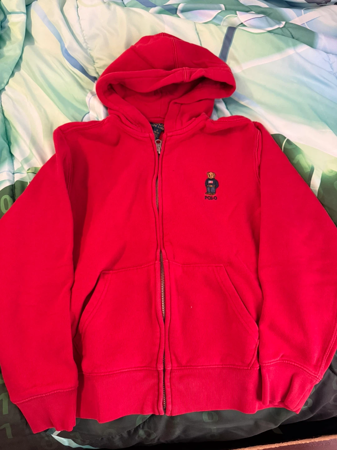Polo Ralph Lauren Red Teddy Bear Zip-Up Hoodie