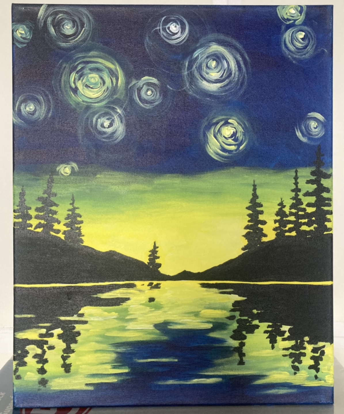 Hand-Painted Canvas Art - Starry Night Landscape