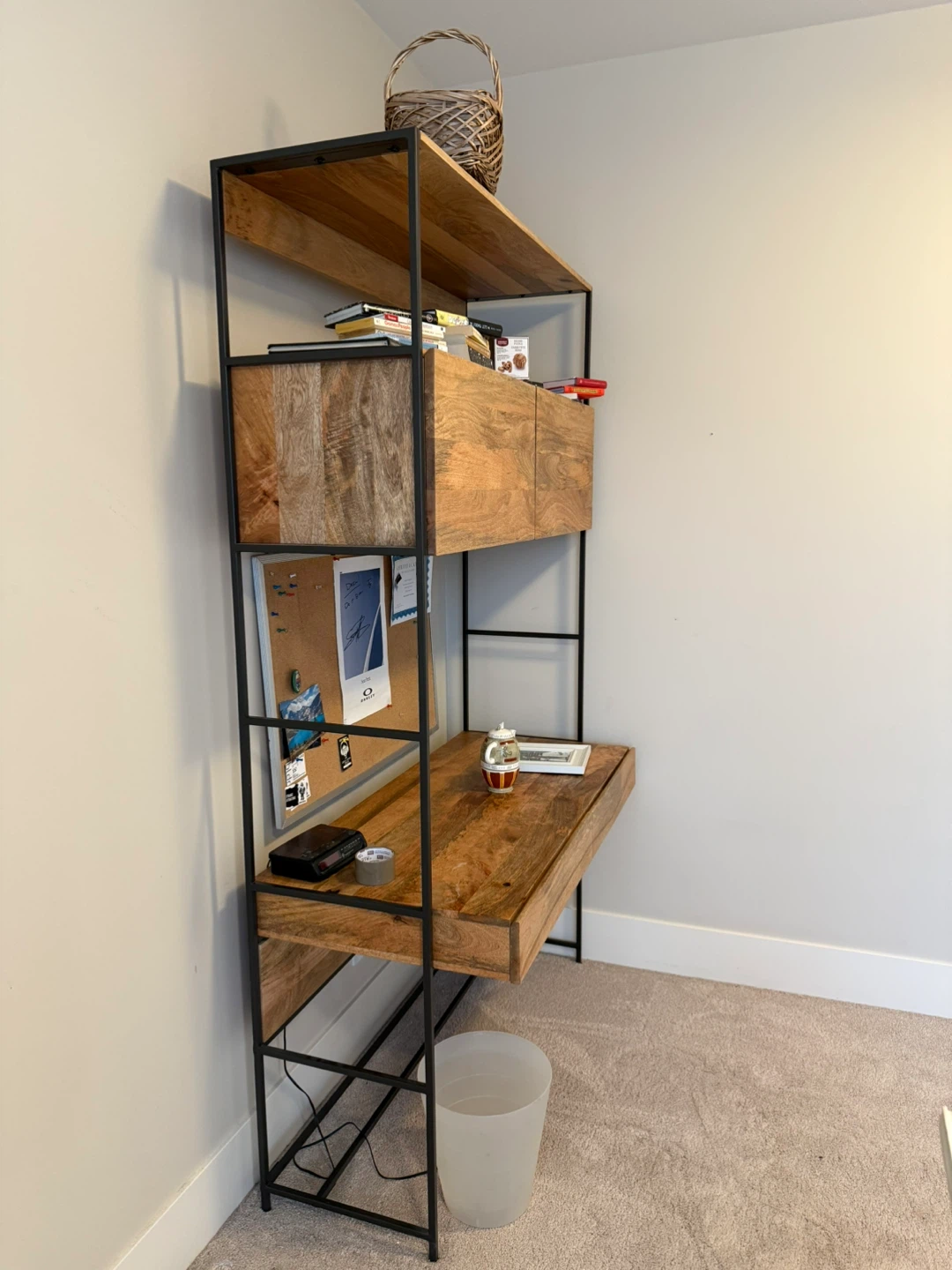 Industrial Wood and Metal Desk with Shelving - photo 2