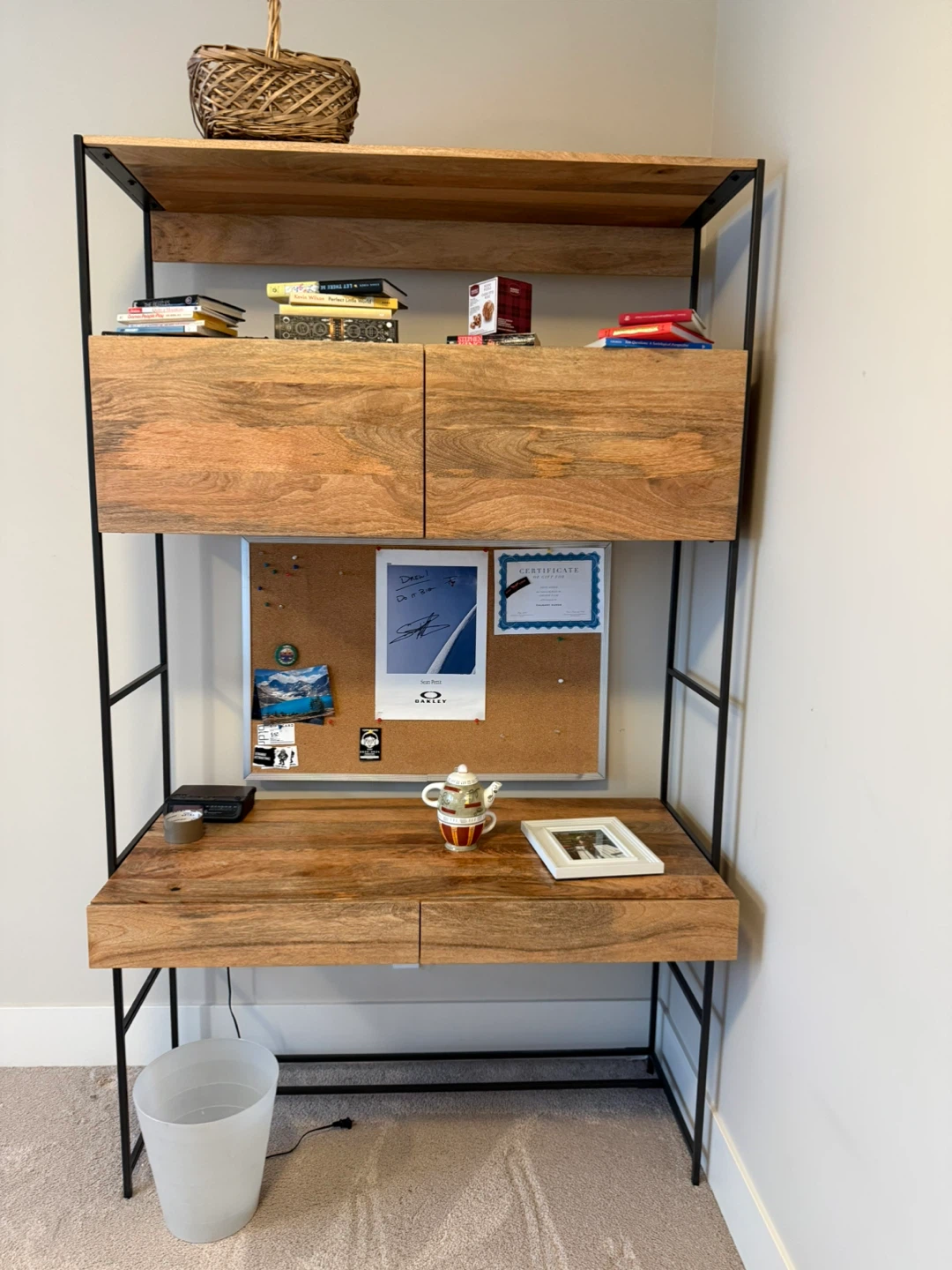 Industrial Wood and Metal Desk with Shelving