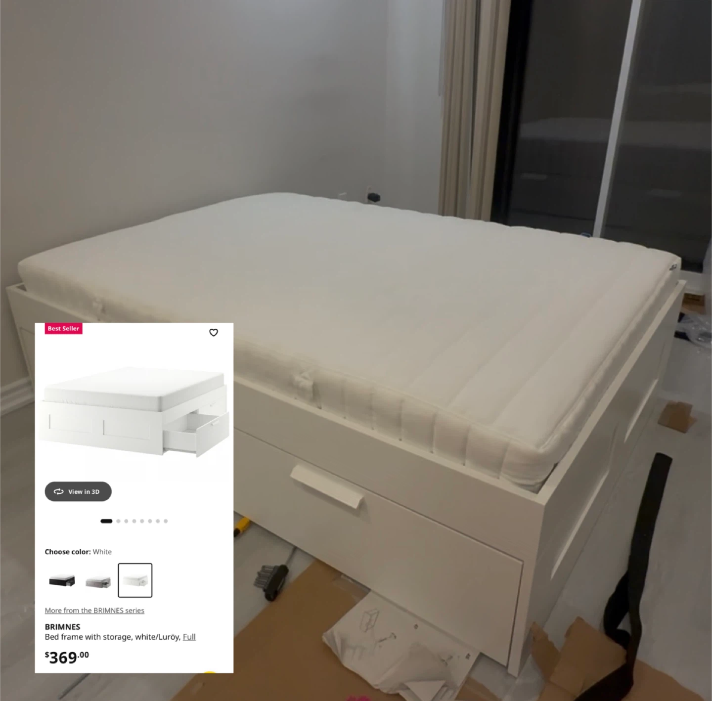IKEA BRIMNES Bed Frame with Storage - White, Full