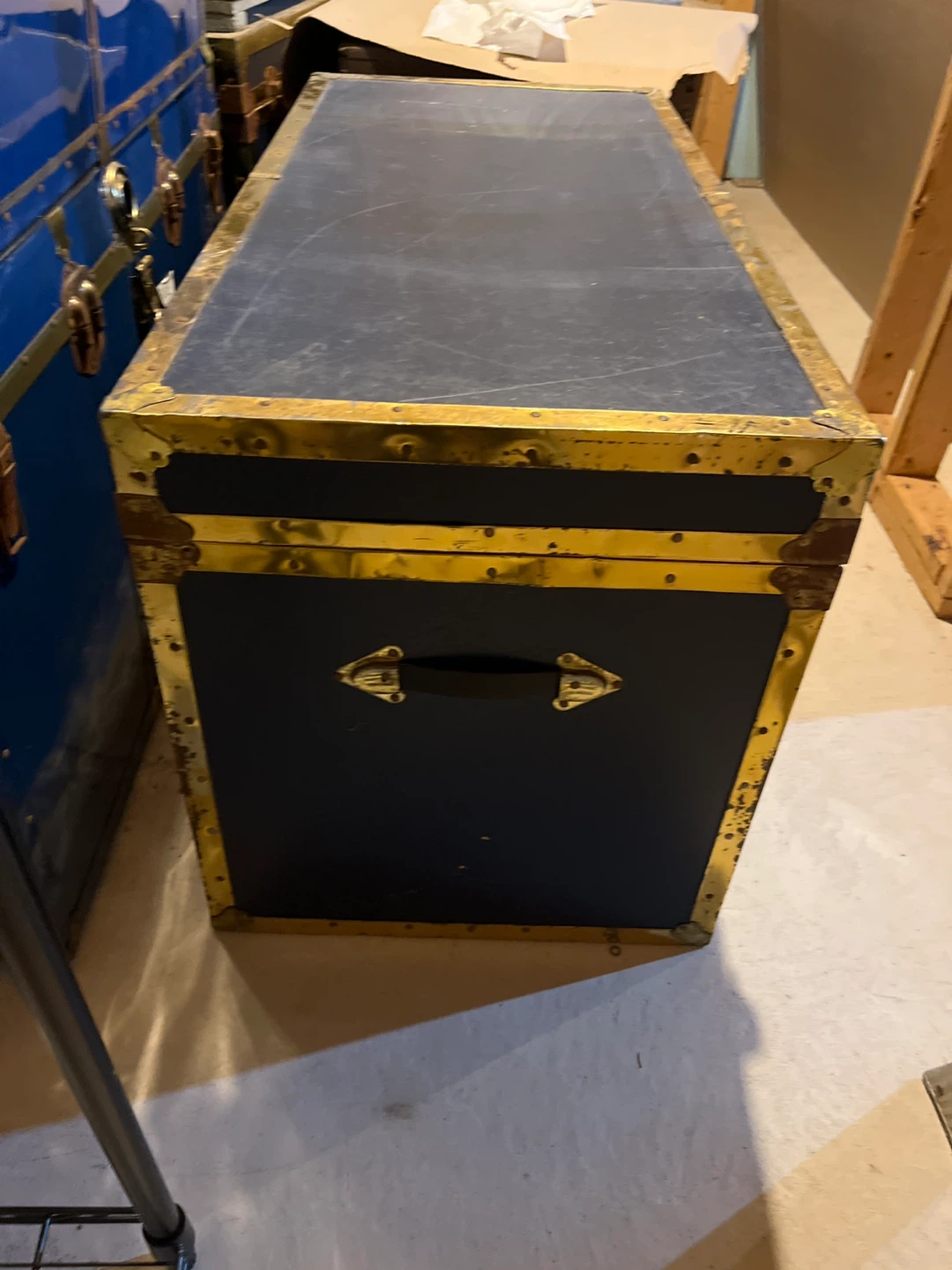 Vintage Navy Blue Travel Trunk - photo 3