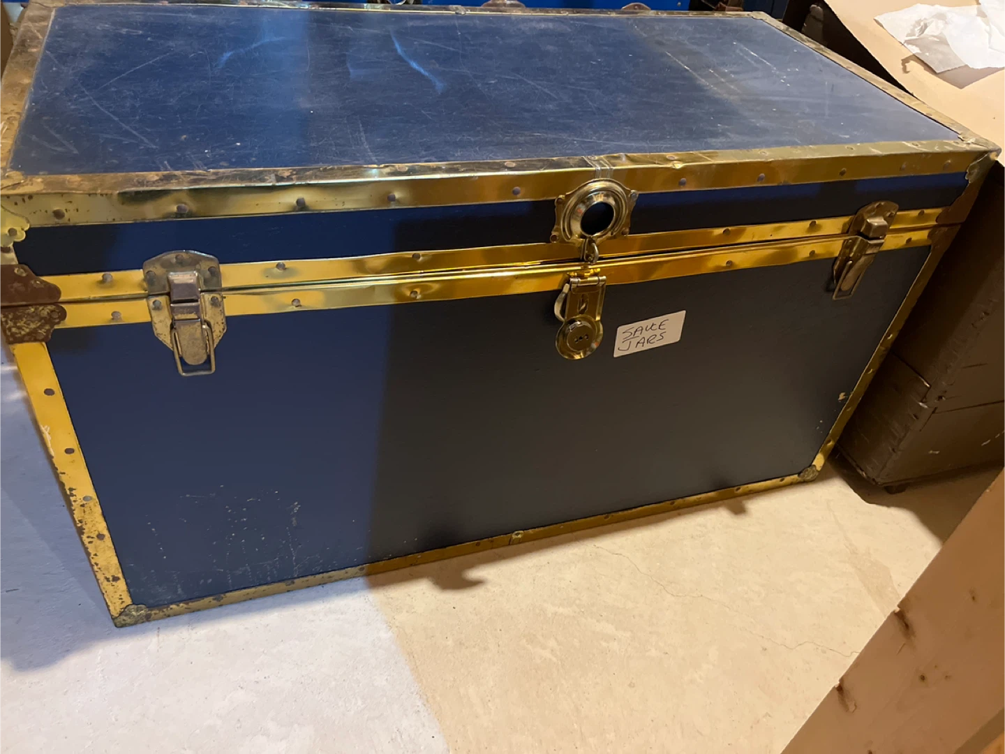 Vintage Navy Blue Travel Trunk - photo 2