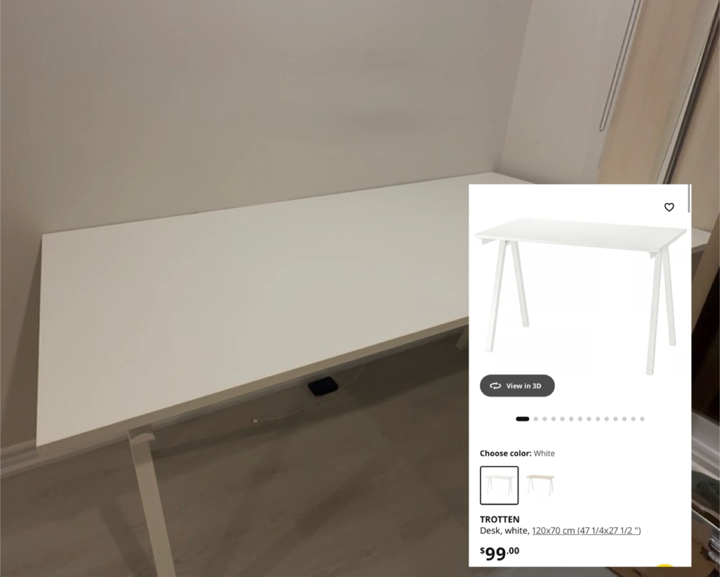 IKEA TROTTEN Desk White 120x70 cm