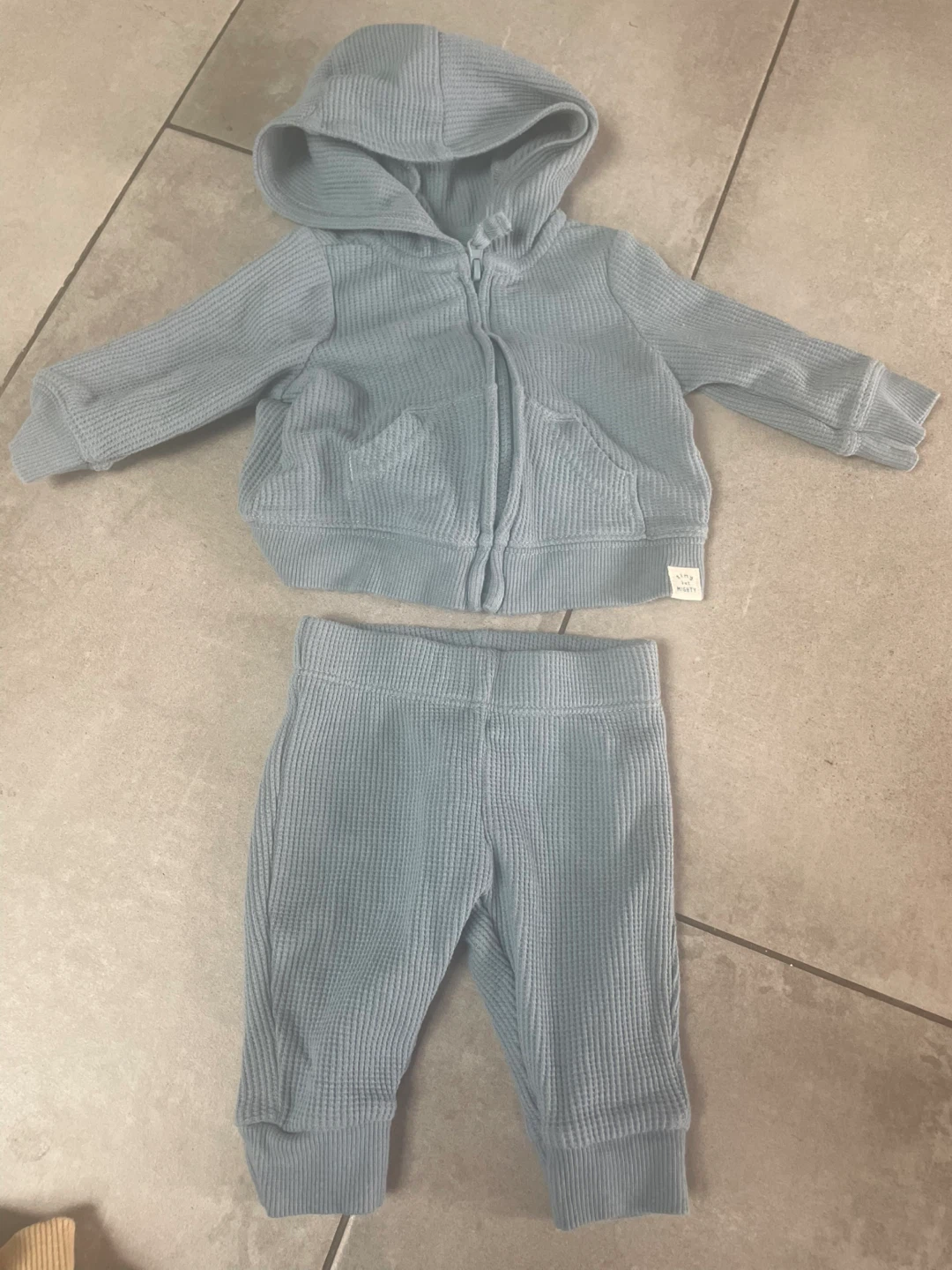 Carter's Newborn Blue Waffle Knit Hoodie & Pants Set