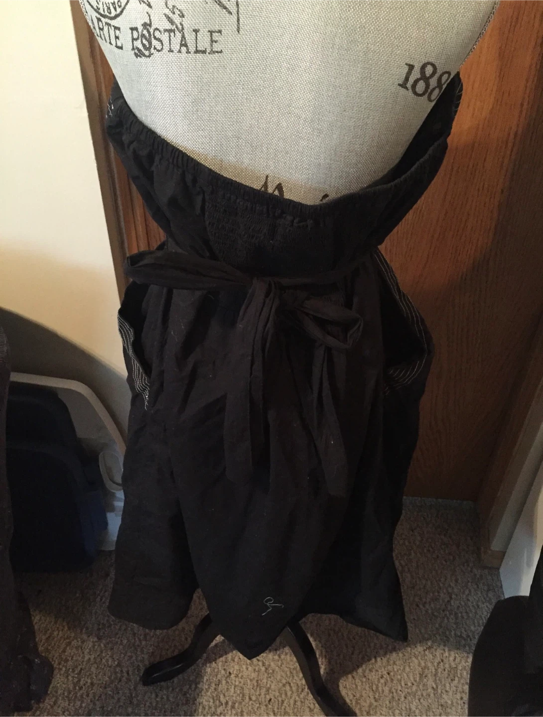 Pennington’s Black Strapless Cotton Dress pockets ties in back - photo 2