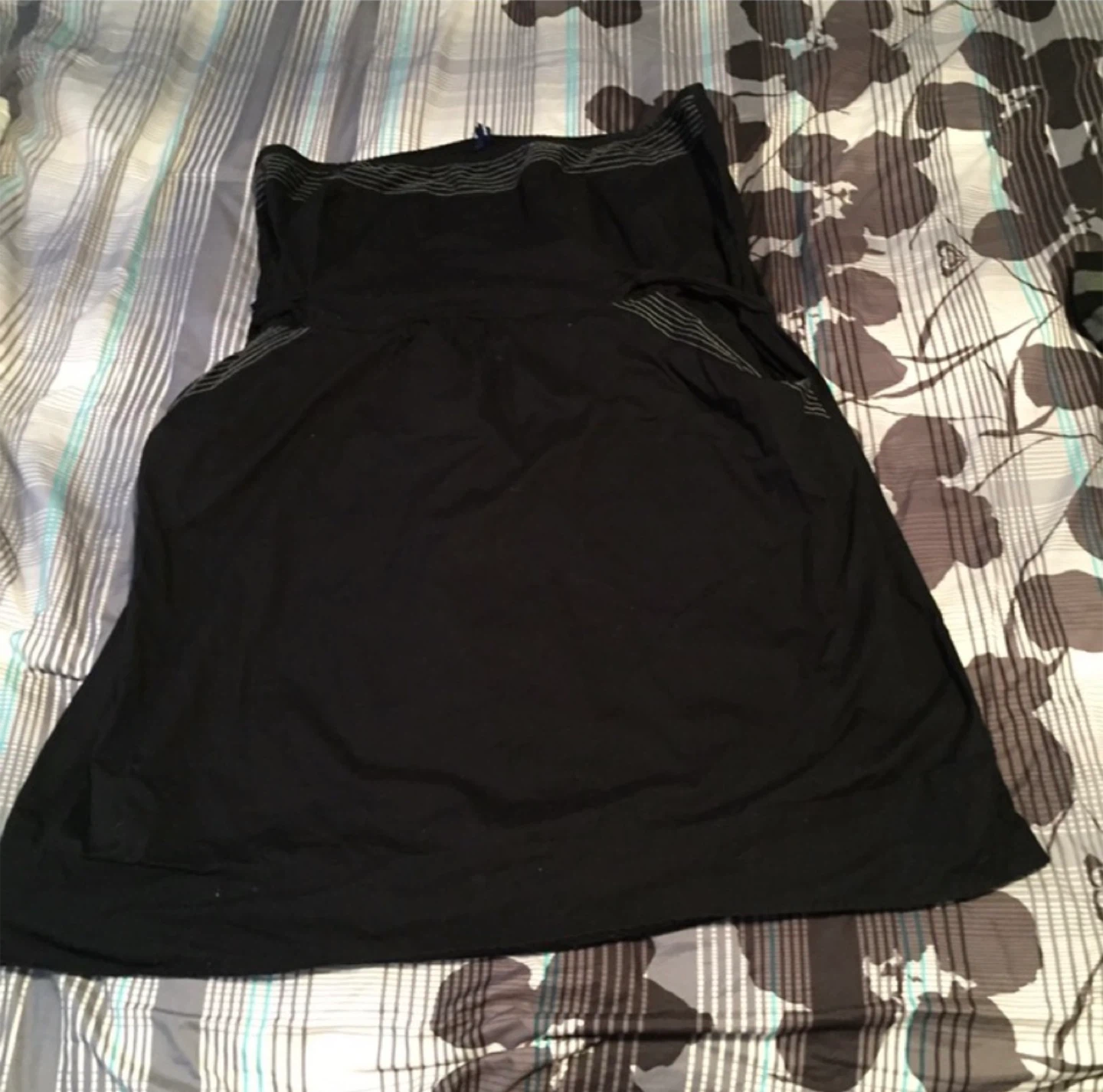 Pennington’s Black Strapless Cotton Dress pockets ties in back - photo 3