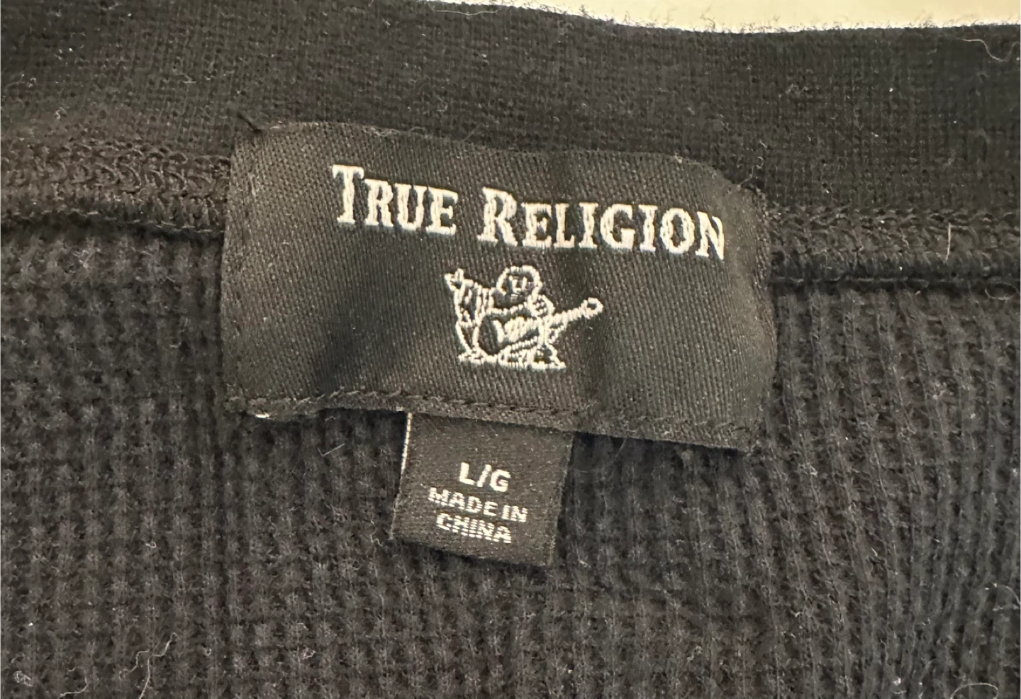 True Religion Black Henley Shirt - Size L - photo 3