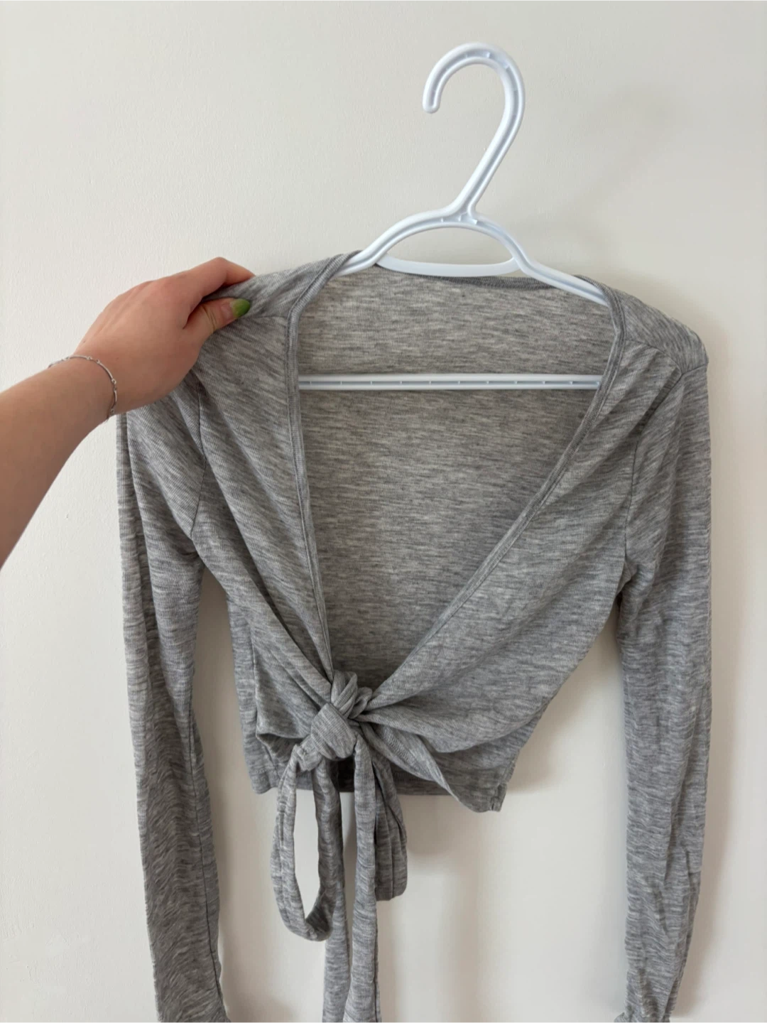 S Grey Wrap Long Sleeve Top - photo 2