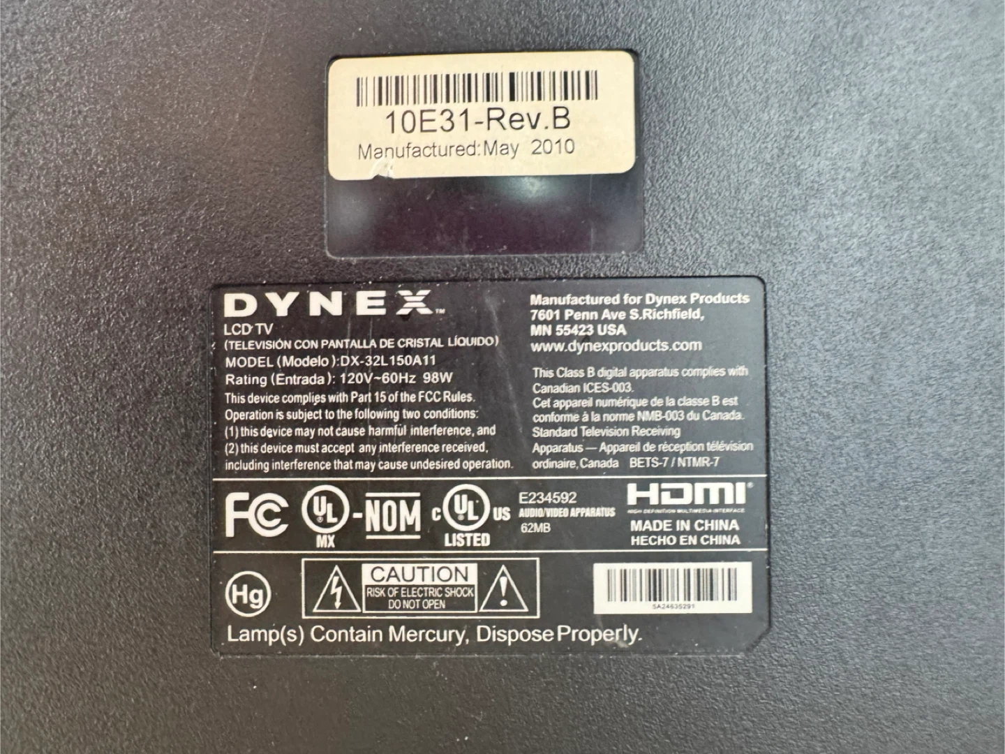 Téléviseur Dynex 32 pouces LCD TV DX-32L160A11 - photo 2