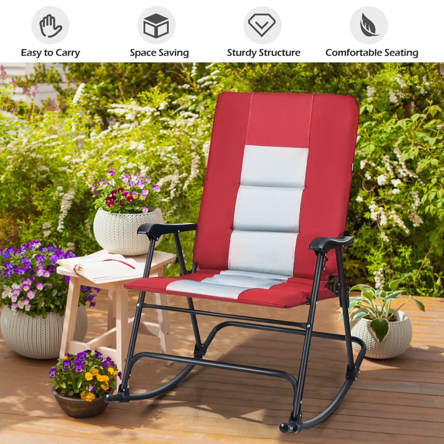 Foldable Rocking Padded Chair Portable Camping - photo 4