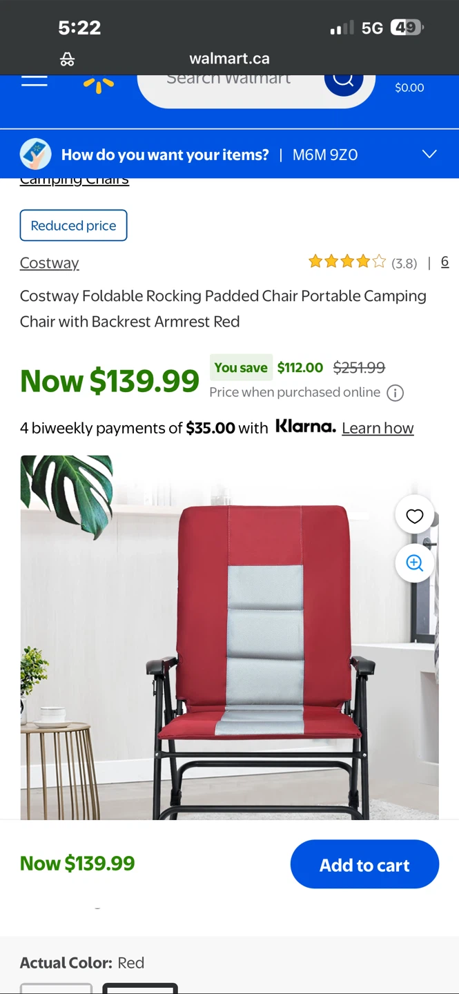 Foldable Rocking Padded Chair Portable Camping